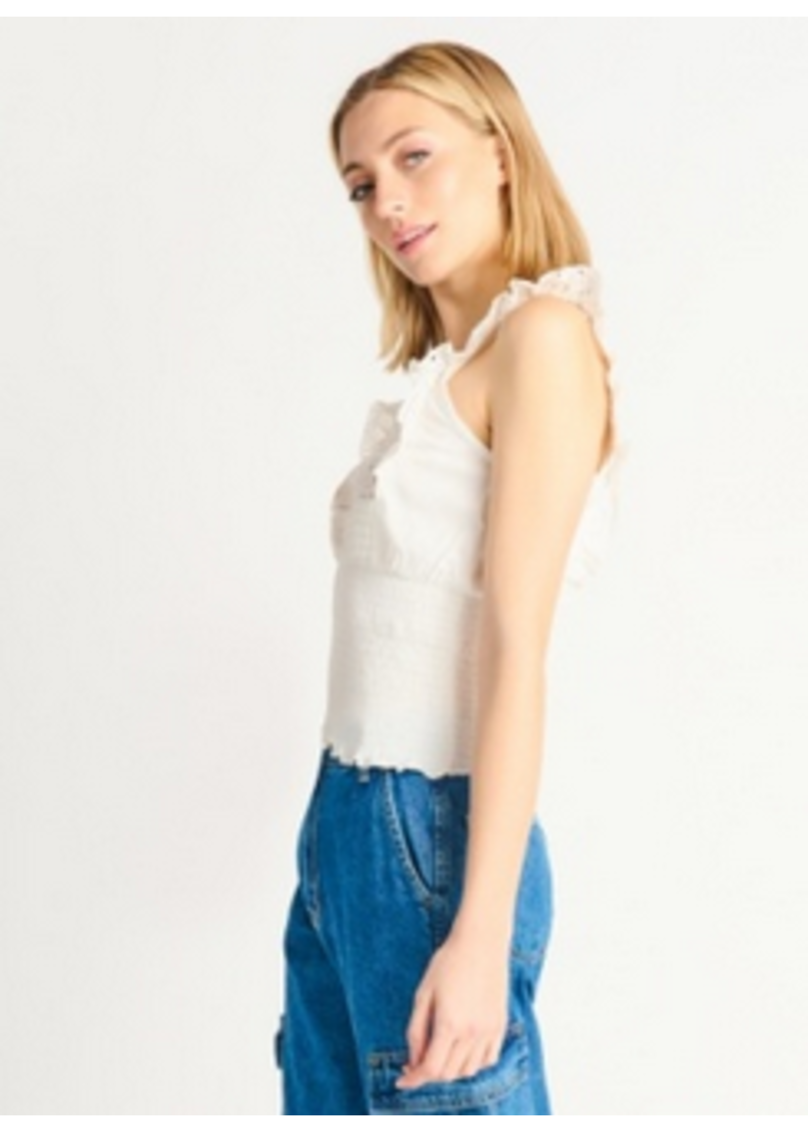 Dex Dex Lace Insert Smocked Tank