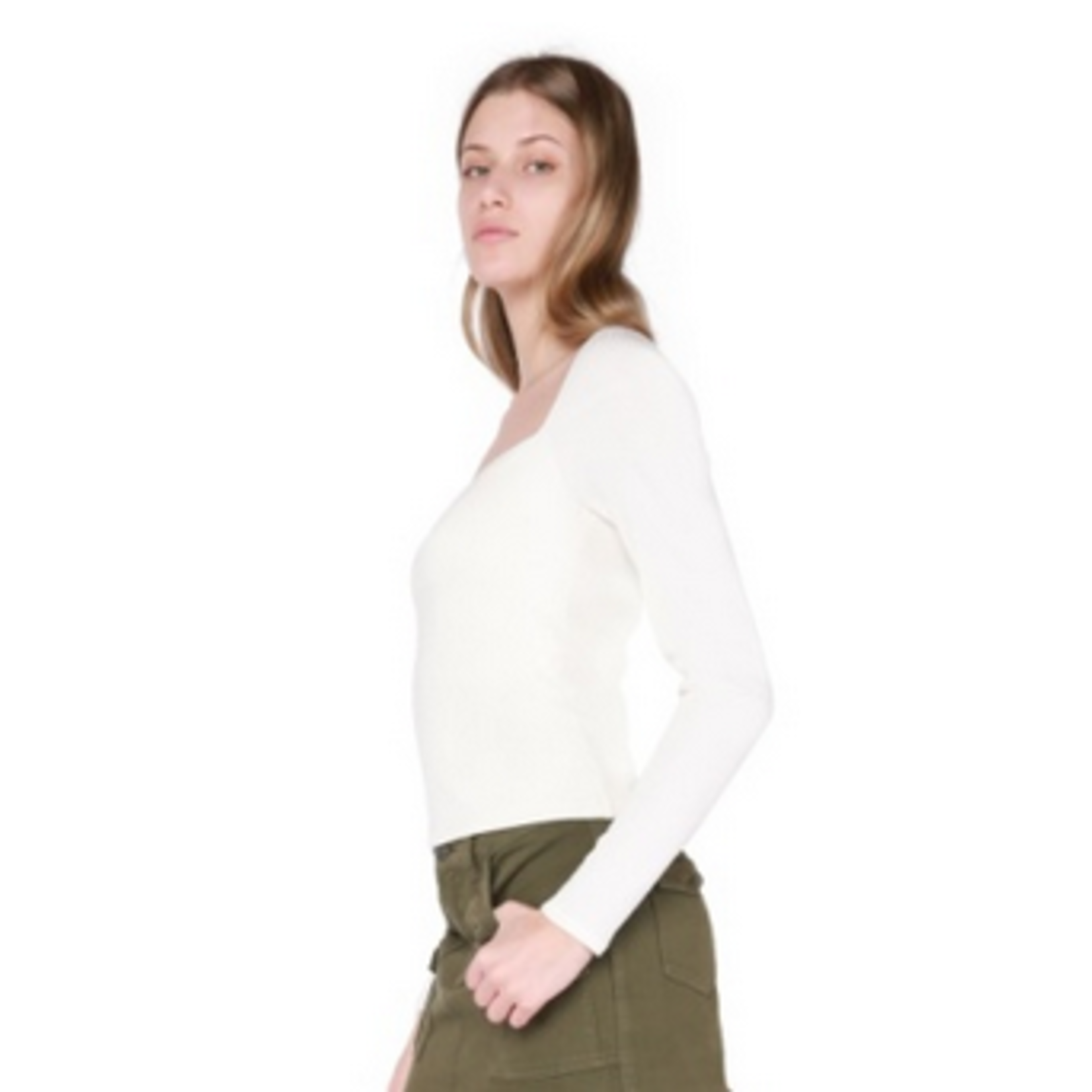 Dex Dex Sweetheart Ribbed Knit Top