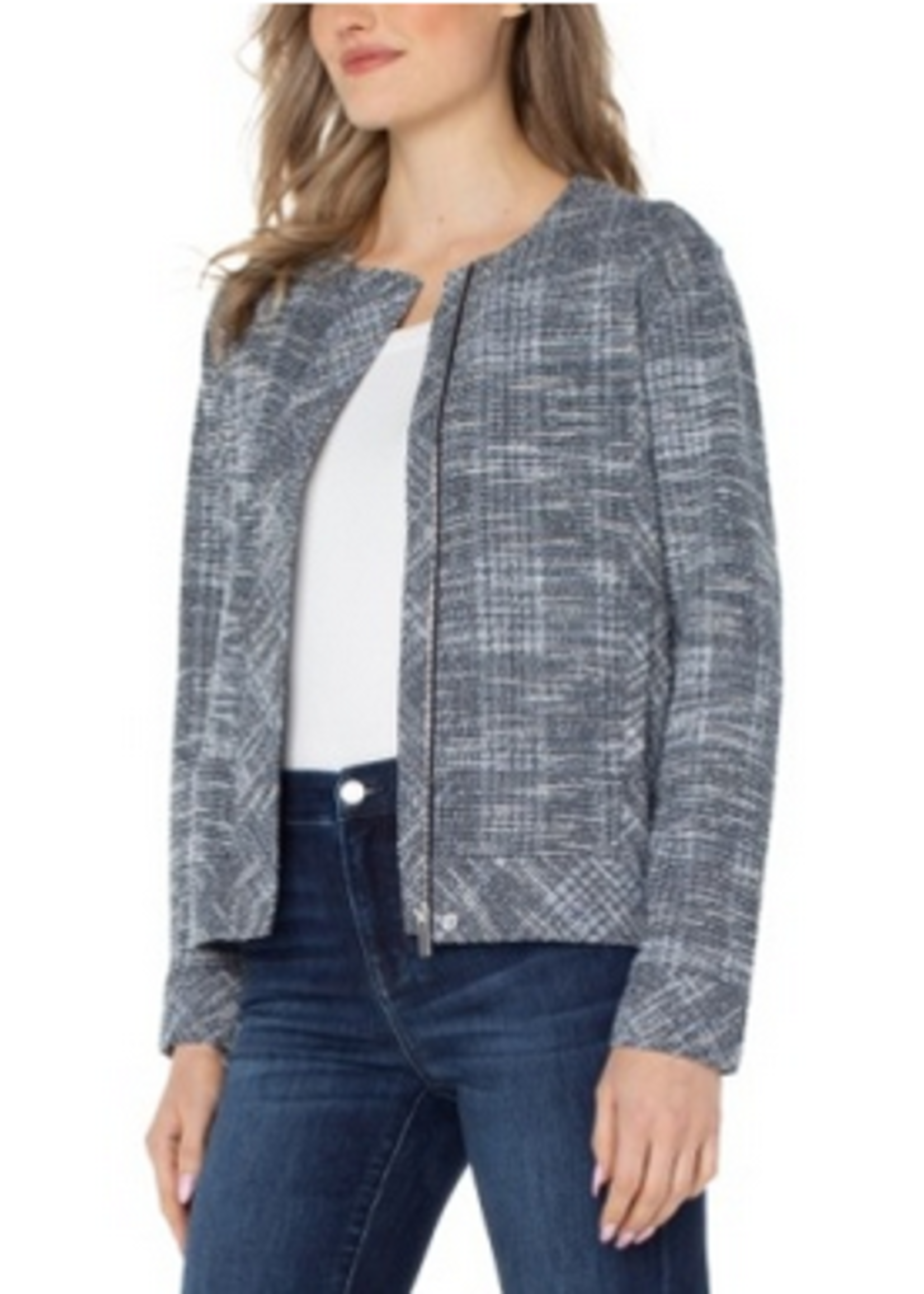 L Collarless Zip Up Jacket - Wink Boutiques