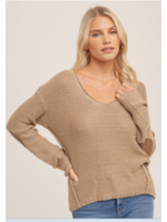 Hem & Thread Suede Elbow Patch Sweater