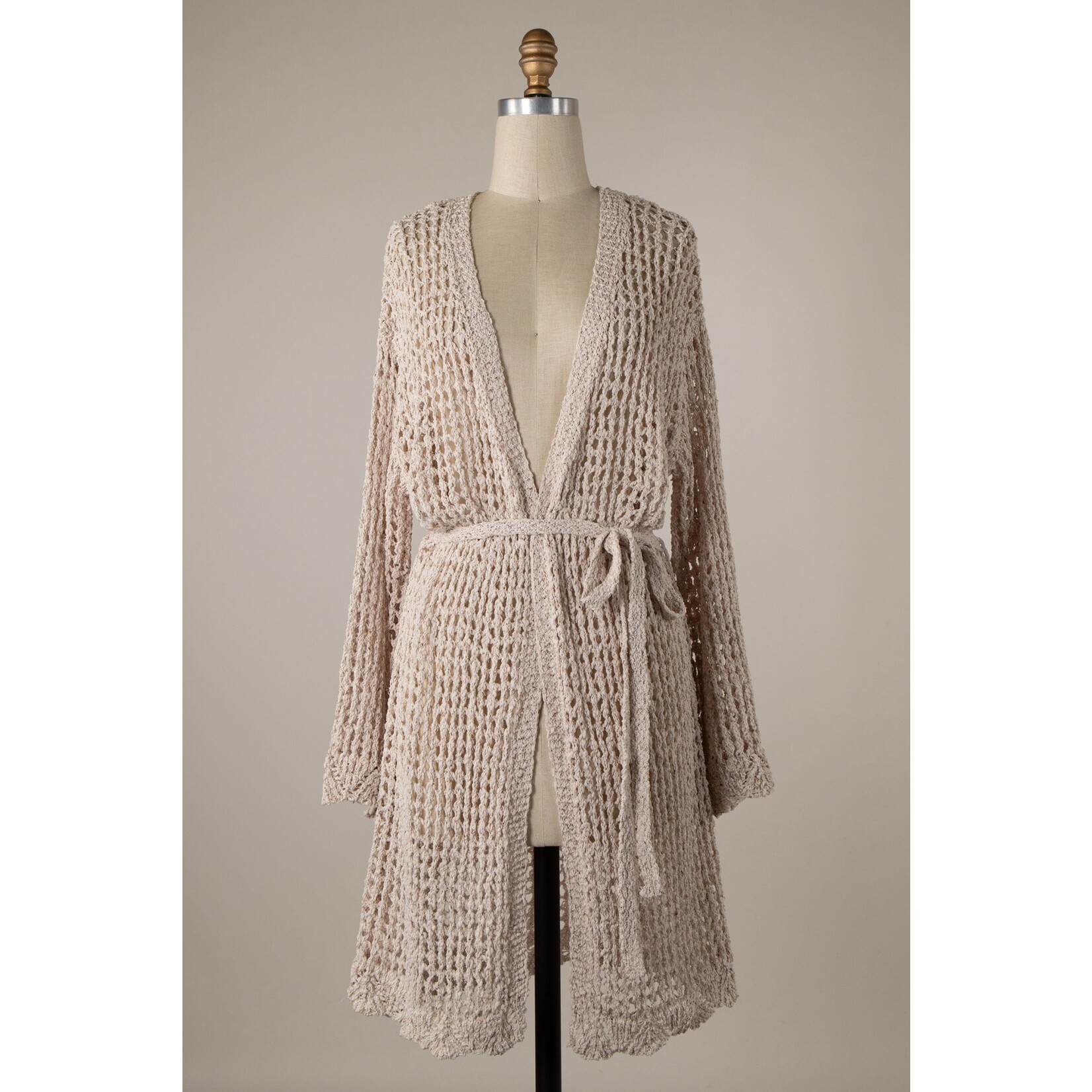 Miracle M Open Belted Crochet Cardi