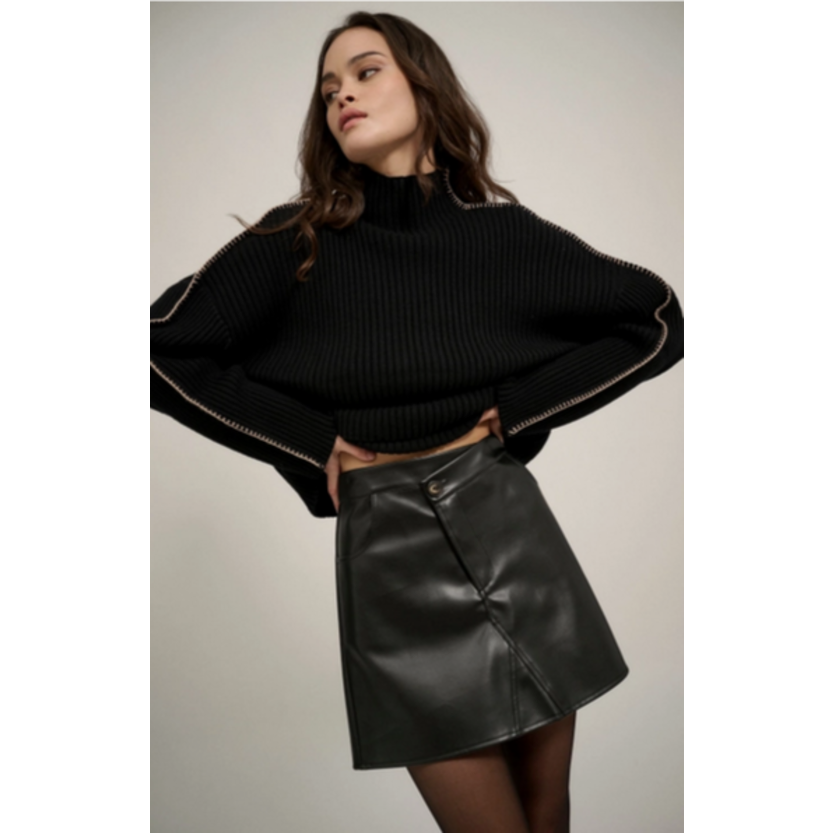 Promesa P Leather Zip Mini Skirt