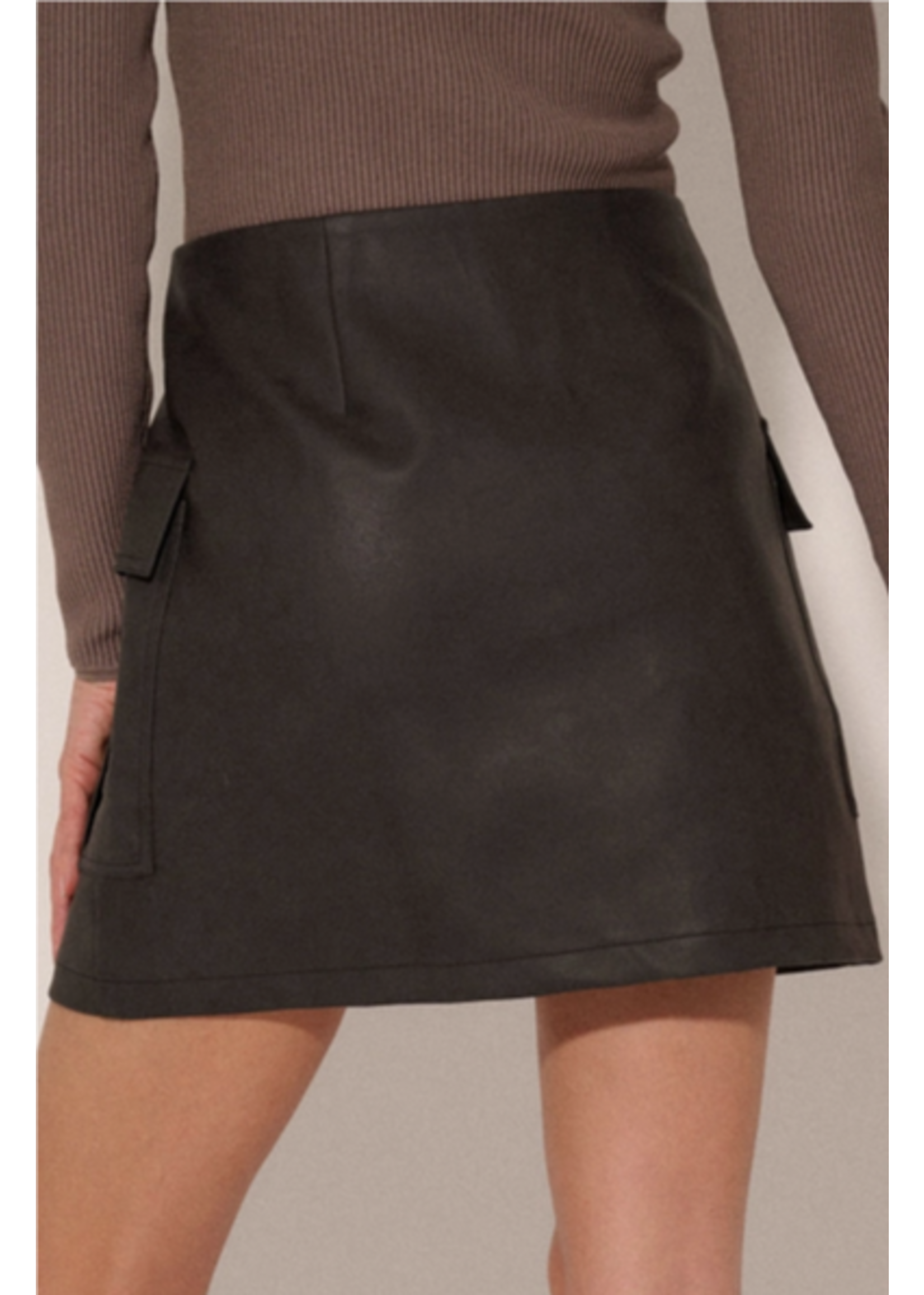 Promesa P Leather Cargo Mini Skirt