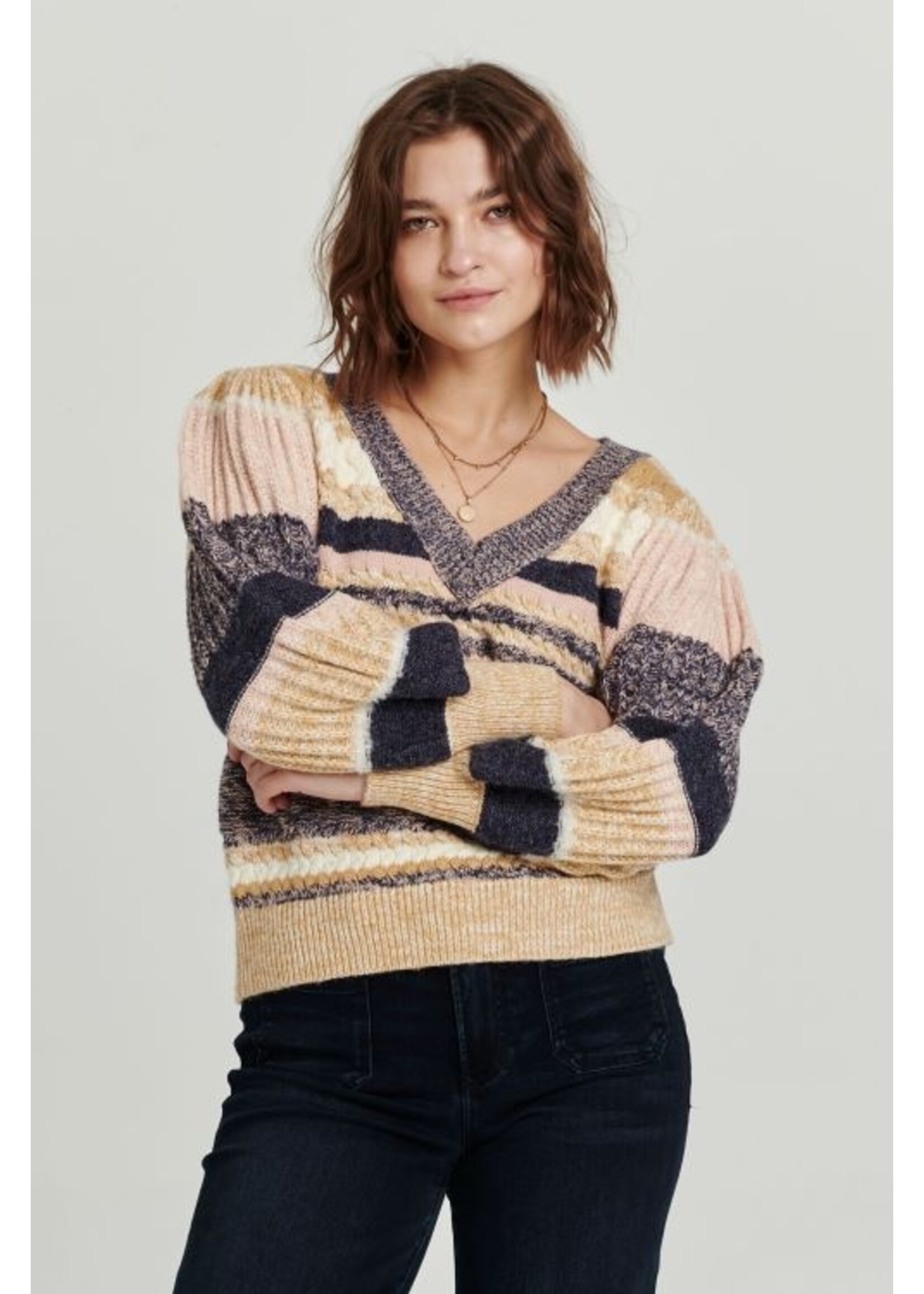 Another Love Another Love V-Neck Sweater Striped