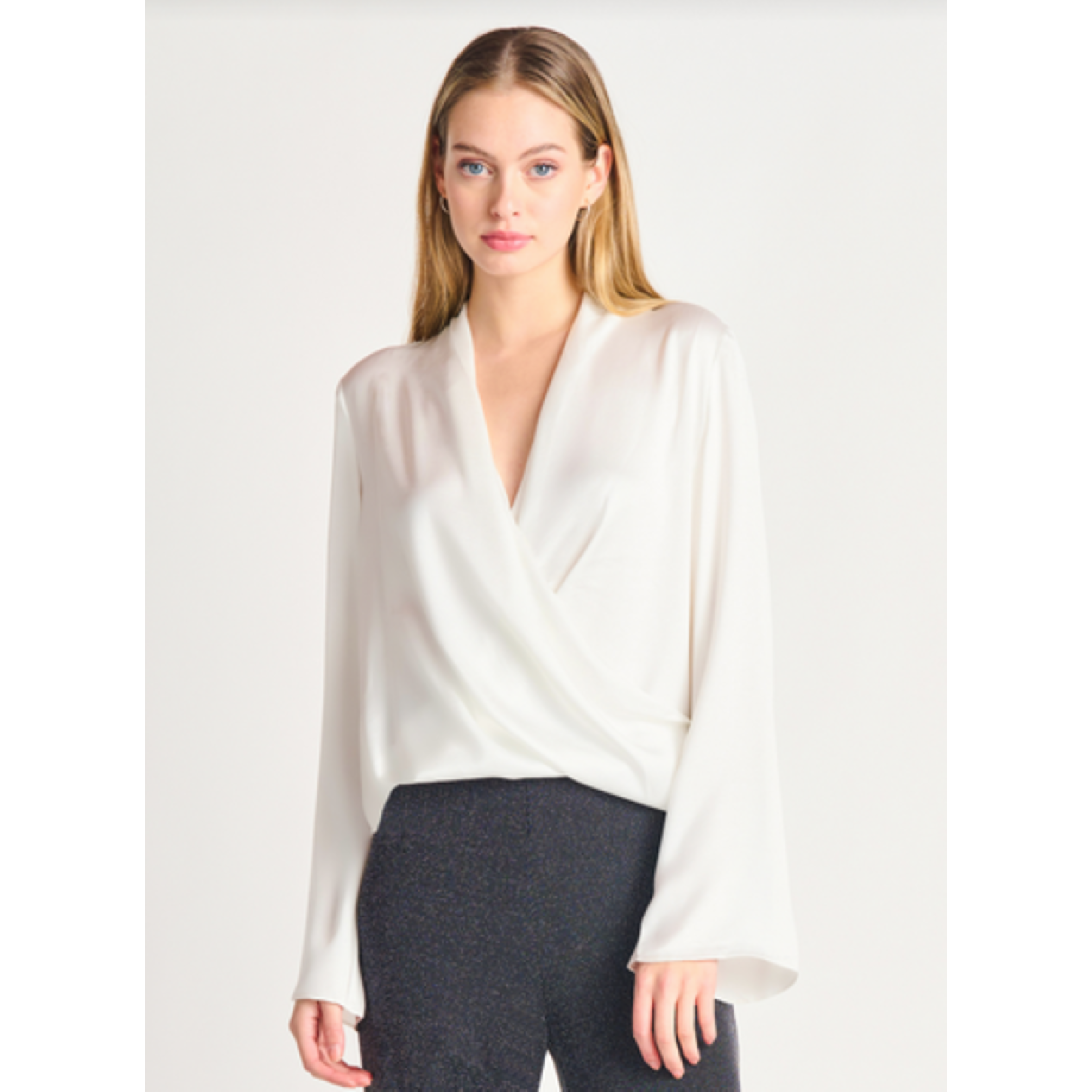 Dex Dex Bell Sleeve Satin Top