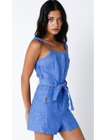 olivaceous Denim Linen Romper