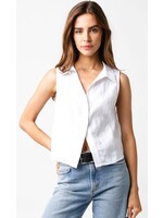 olivaceous Collared Button Down Tank