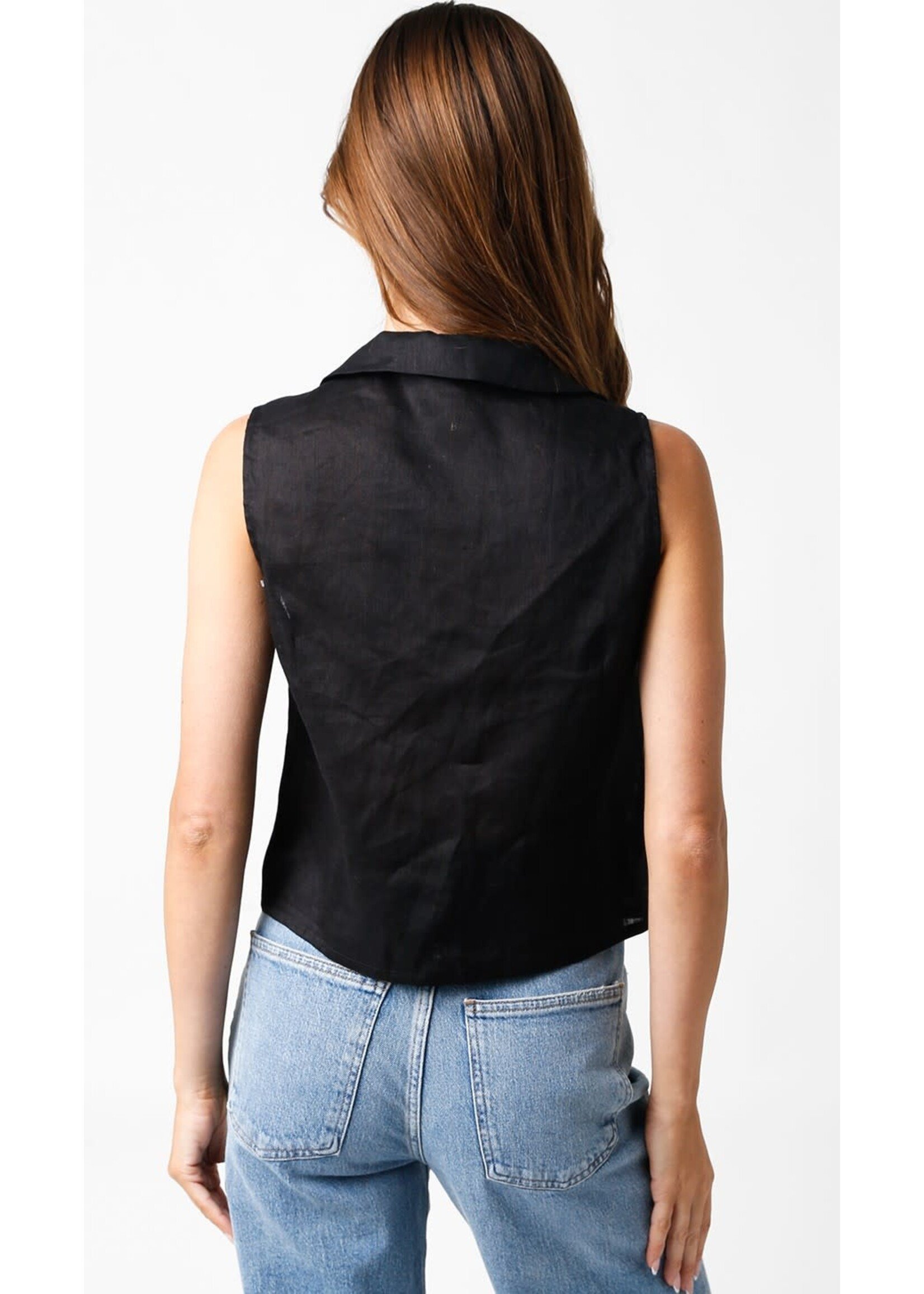 olivaceous O Collared Button Down Tank