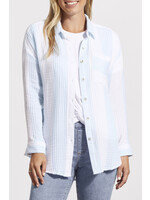 Tribal Blue Stripe Button Shirt