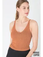 Nikibiki Vintage Ribbed V-neck Top