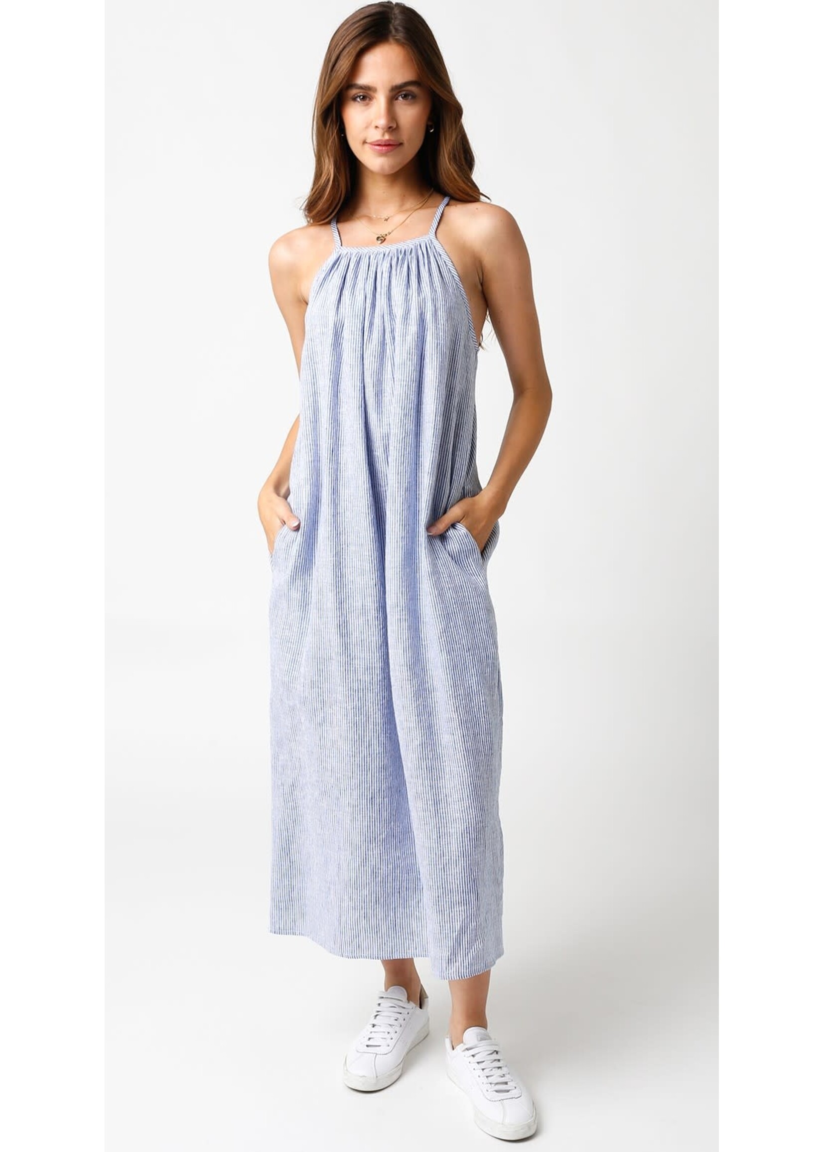 olivaceous O Tessa Linen Midi Dress