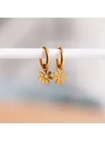 Bazou Gold Daisy Hoop Earring