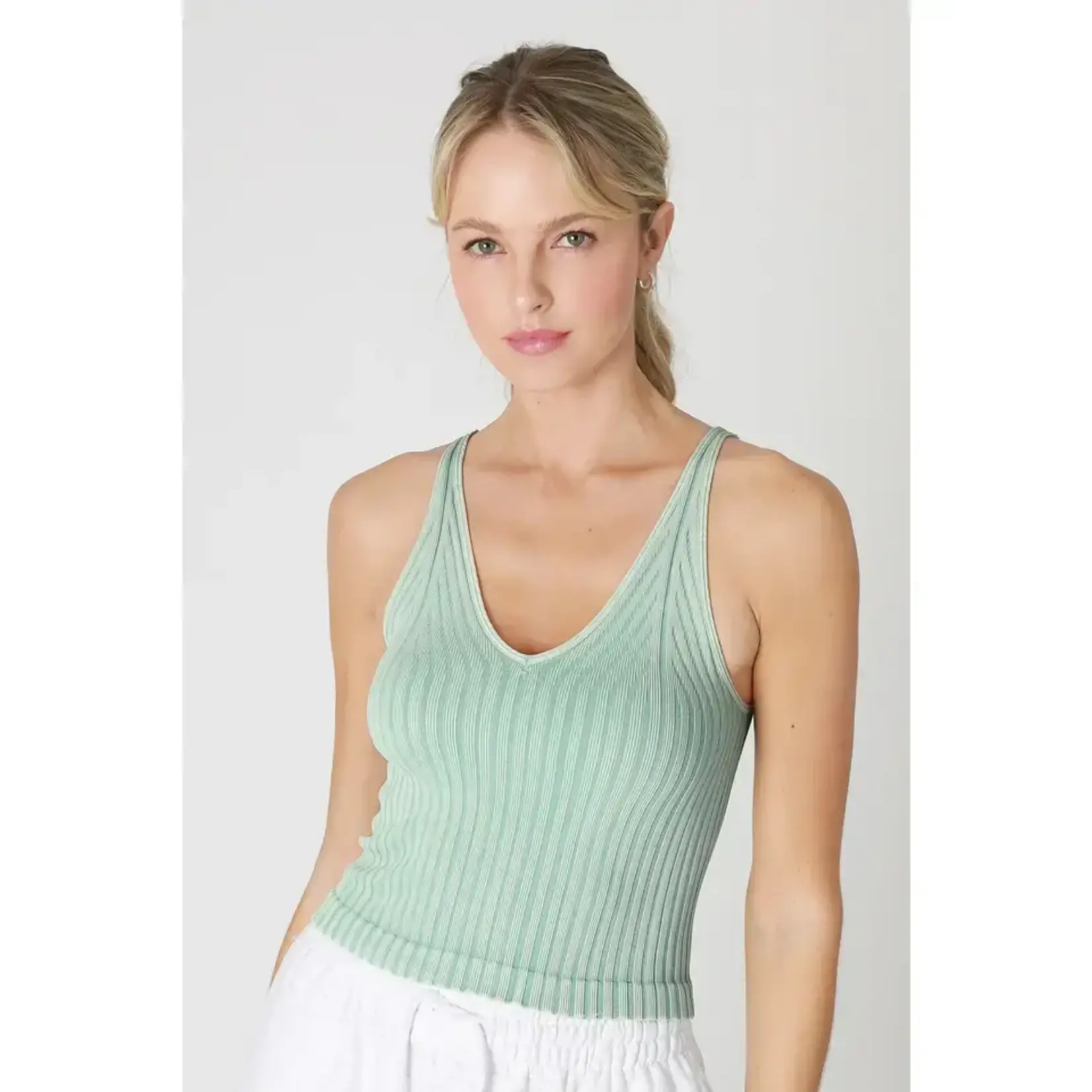 Nikibiki NB Vintage Ribbed V-neck Top