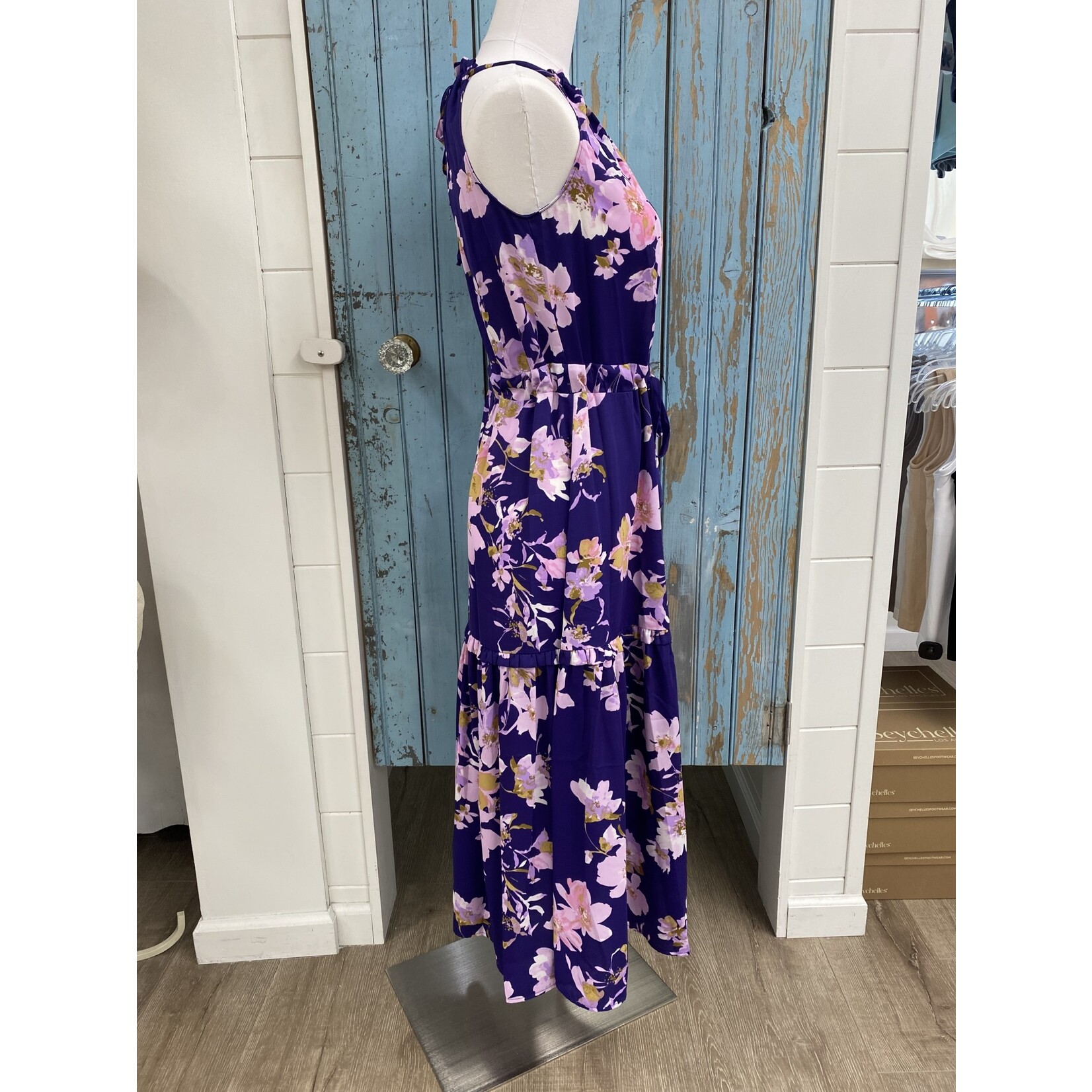 Veronica M VM Tiered Halter Midi Dress