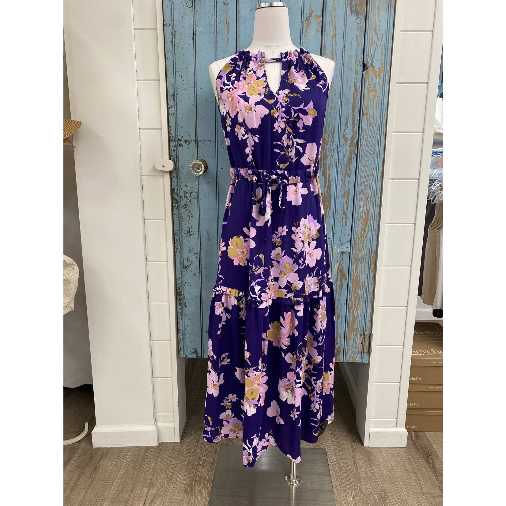Veronica M VM Tiered Halter Midi Dress