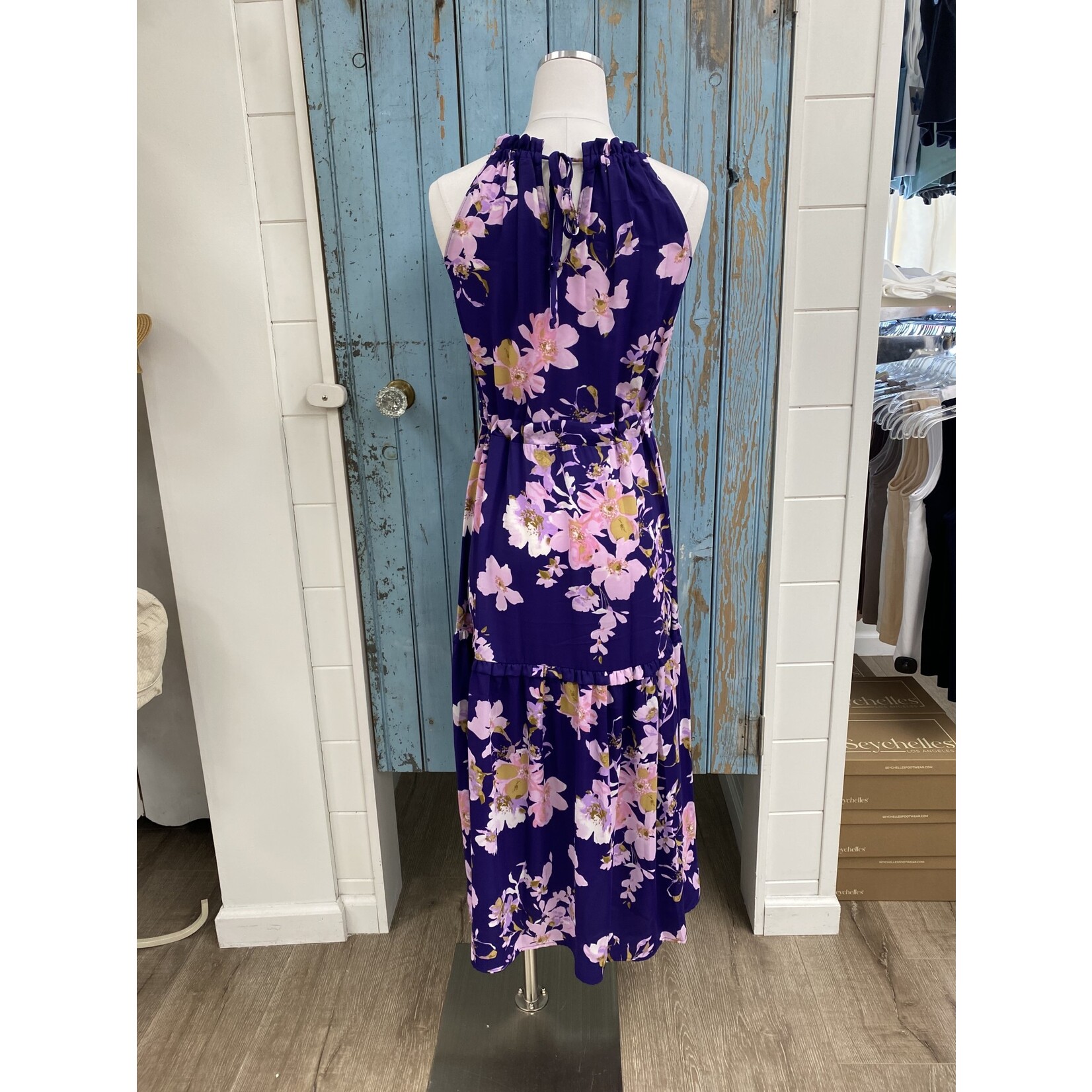 Veronica M VM Tiered Halter Midi Dress