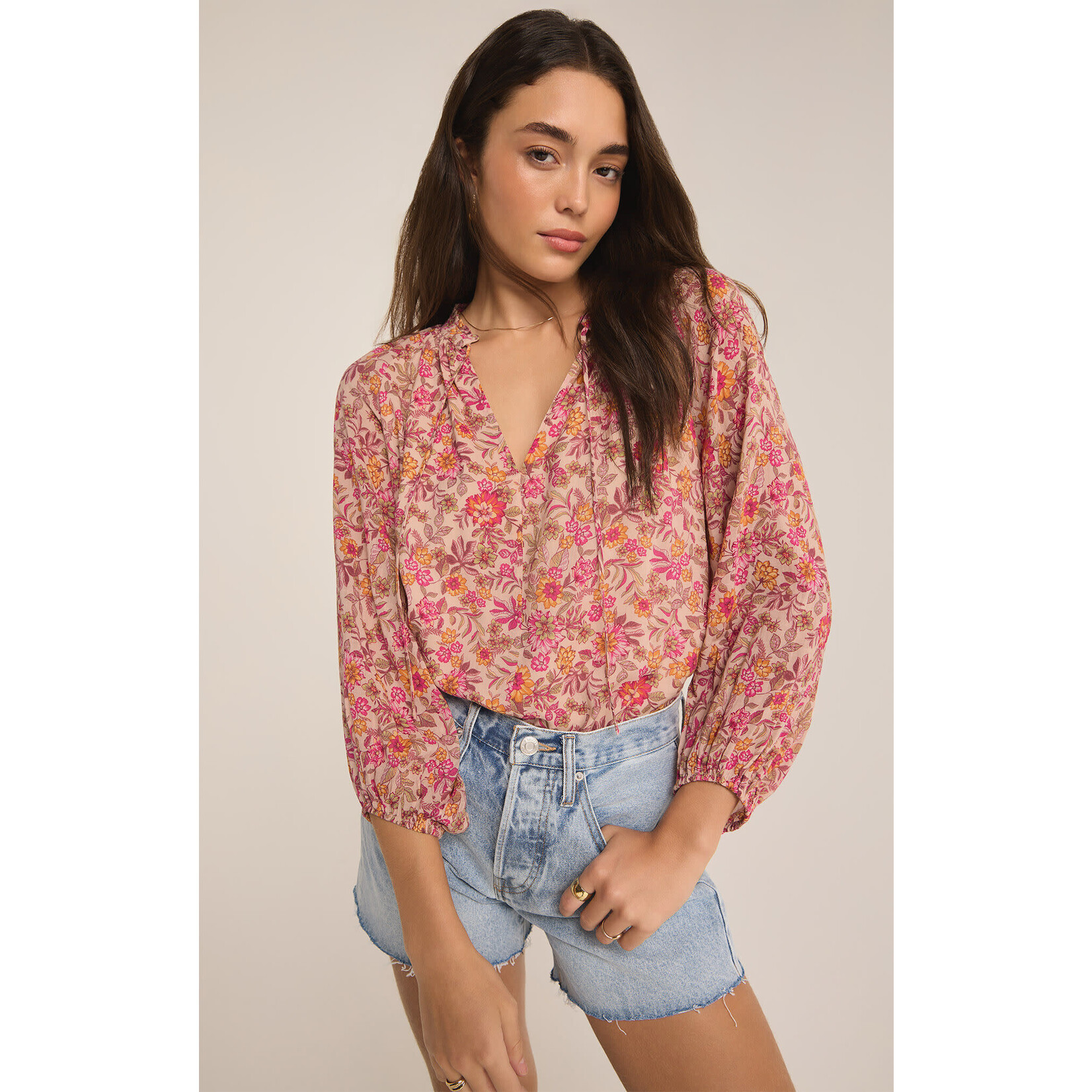 Z Supply ZS Carine Lima FLoral Top