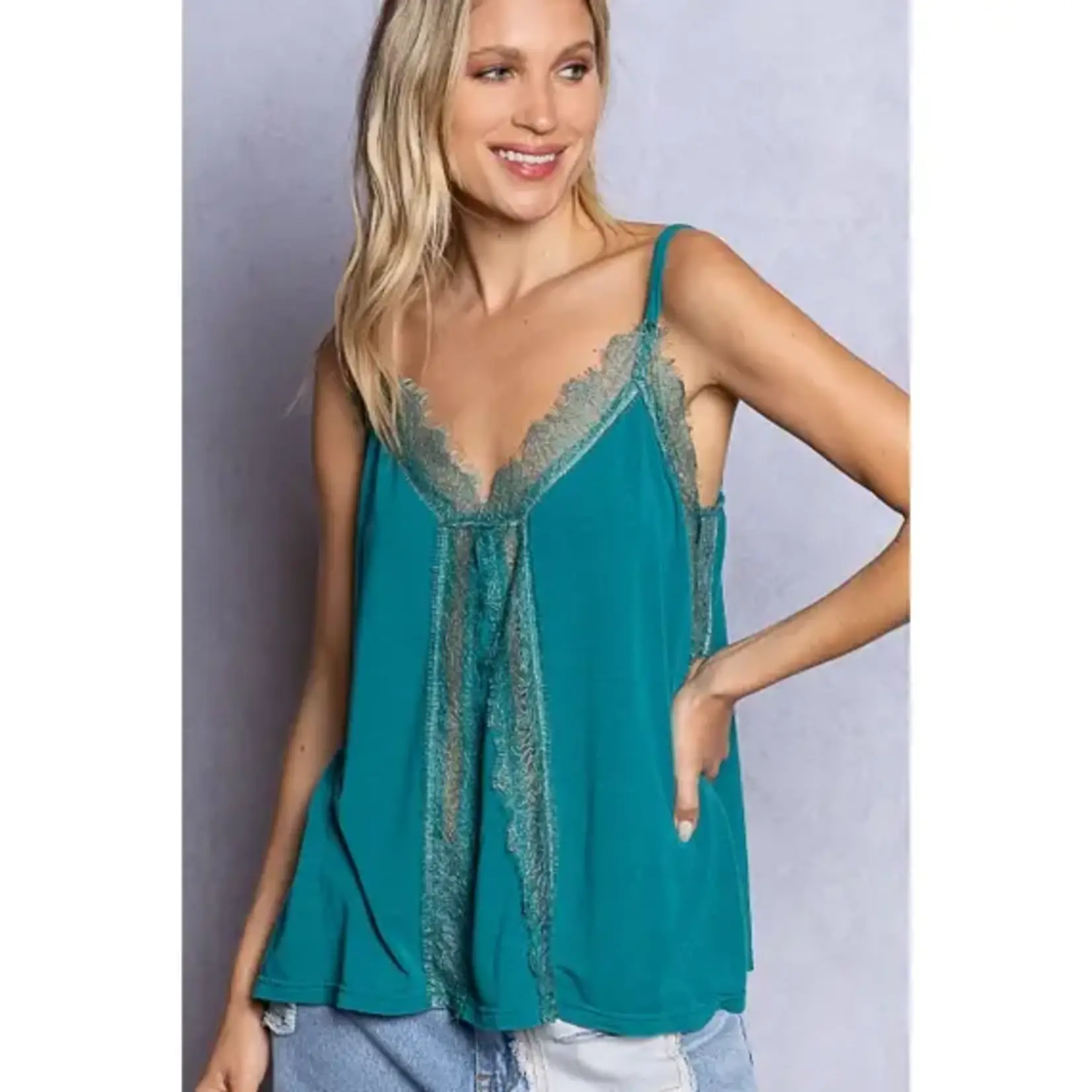 Pol P Sleeveless Lace Tank Top