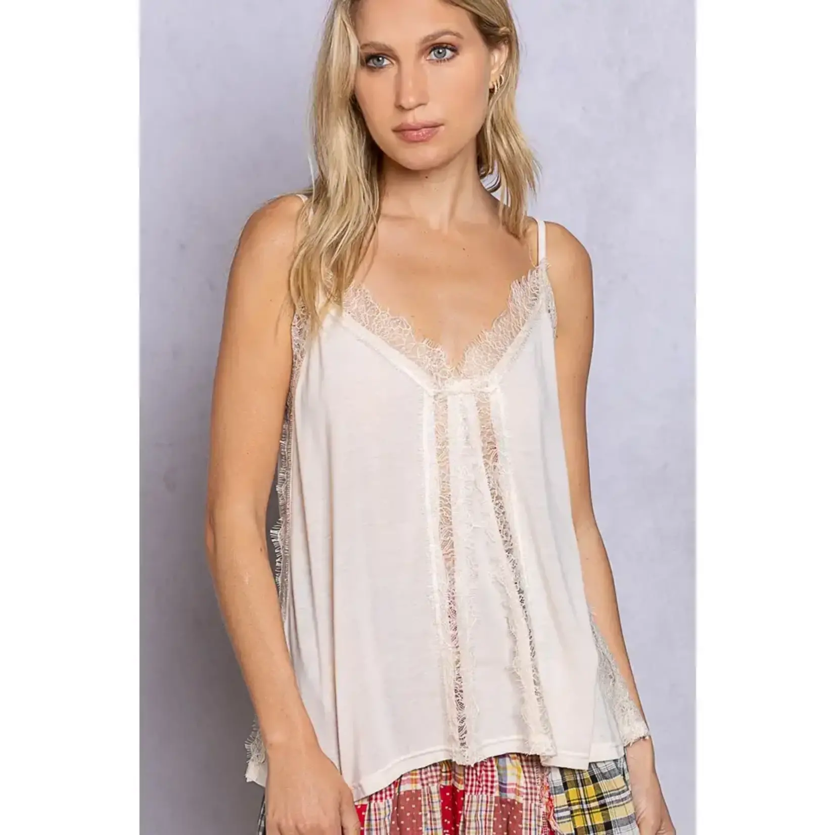 Pol P Sleeveless Lace Tank Top