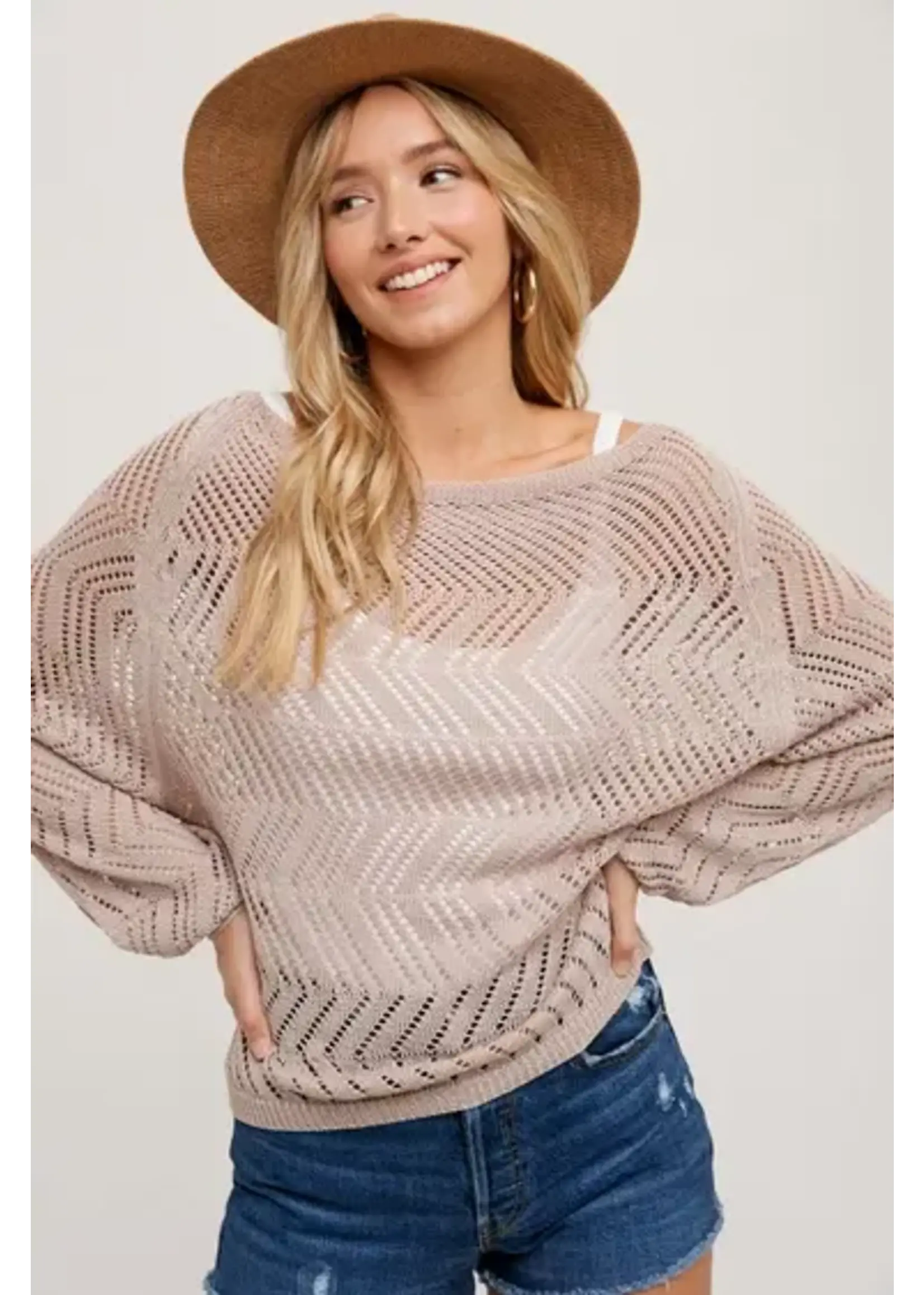 Bluivy BL Open Knit Boatneck Pullover