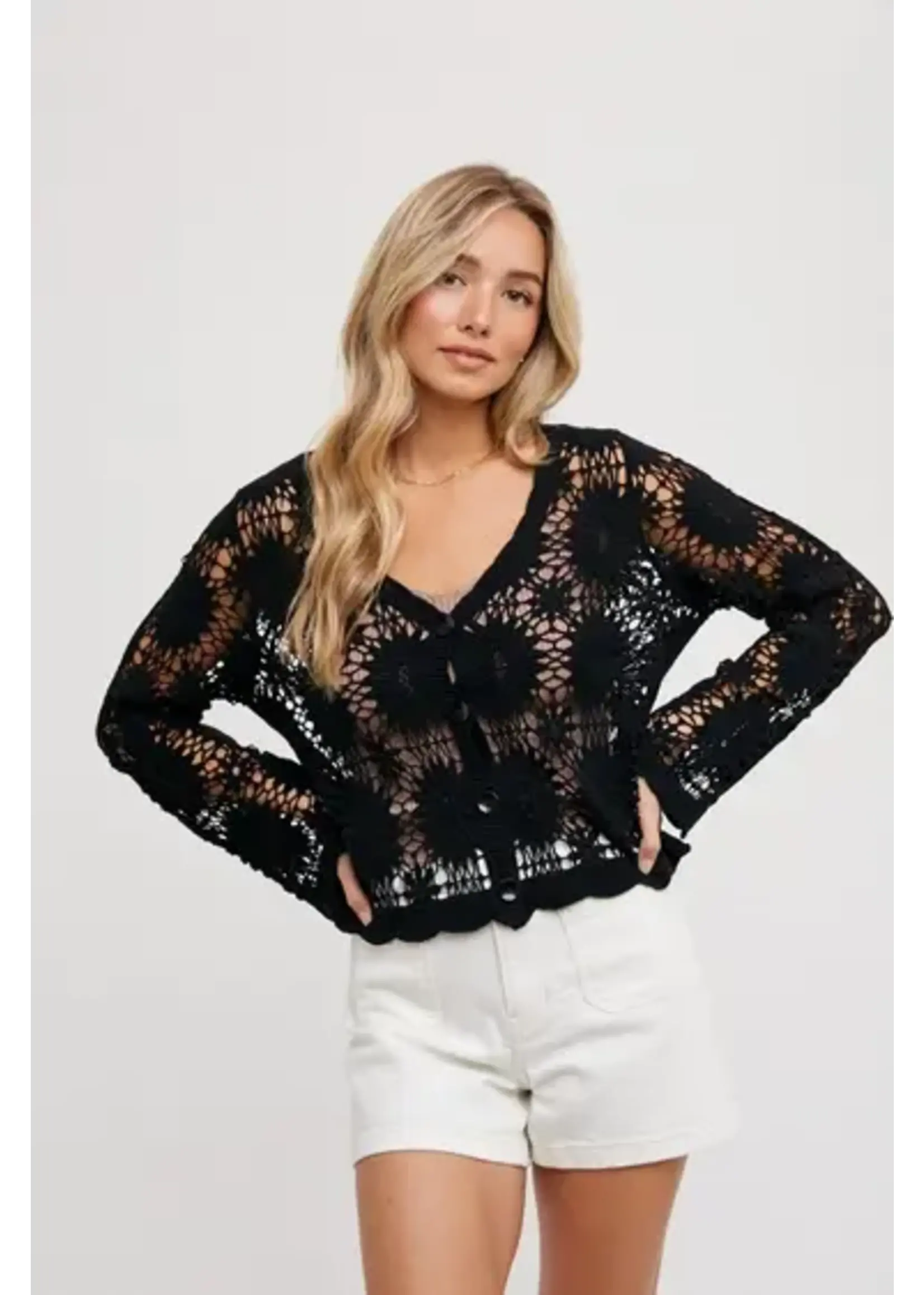 Bluivy BL Black crochet Cardigan