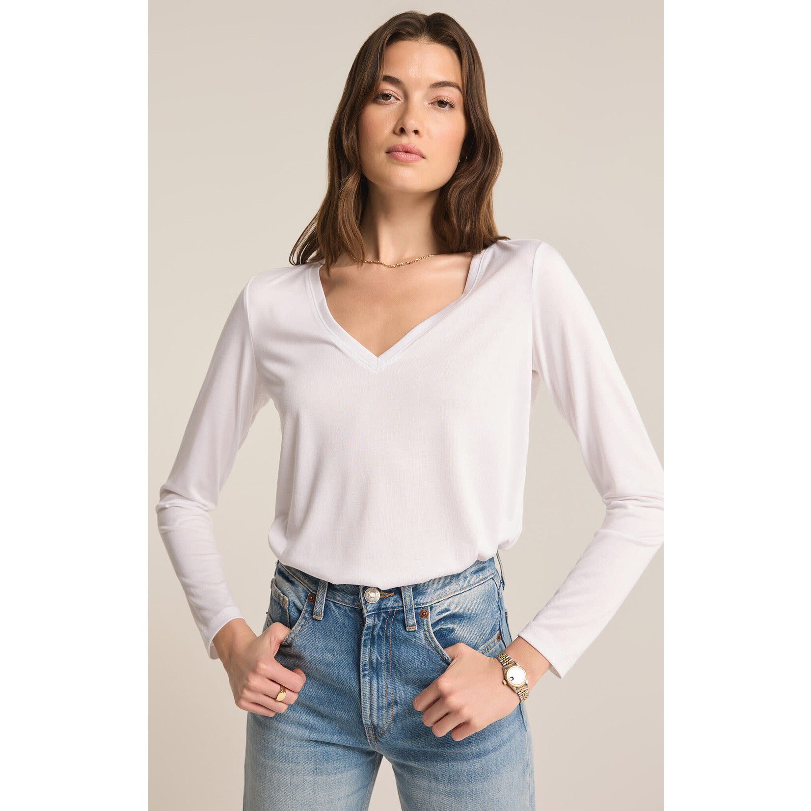 Z Supply ZS Sammie V Neck LS Top