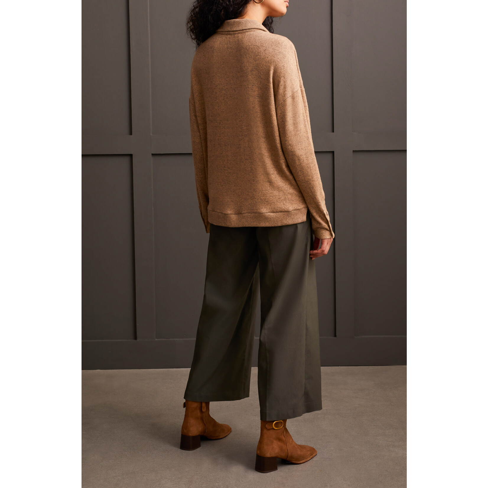 Tribal T Rib Collared LS Top