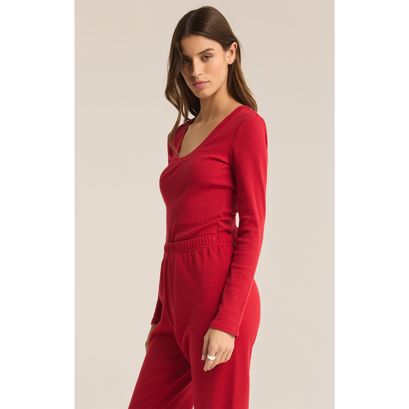 Z Supply ZS Red Sirena LS Top