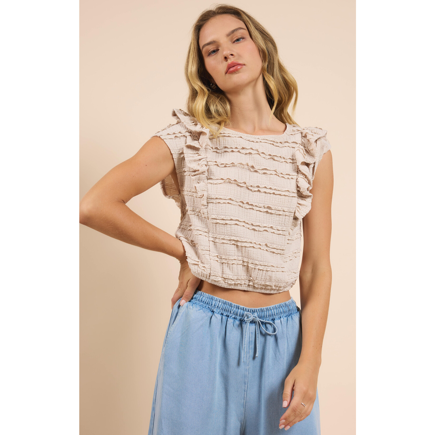 Sadie Sage Wind Calls Ruffle Knit Top