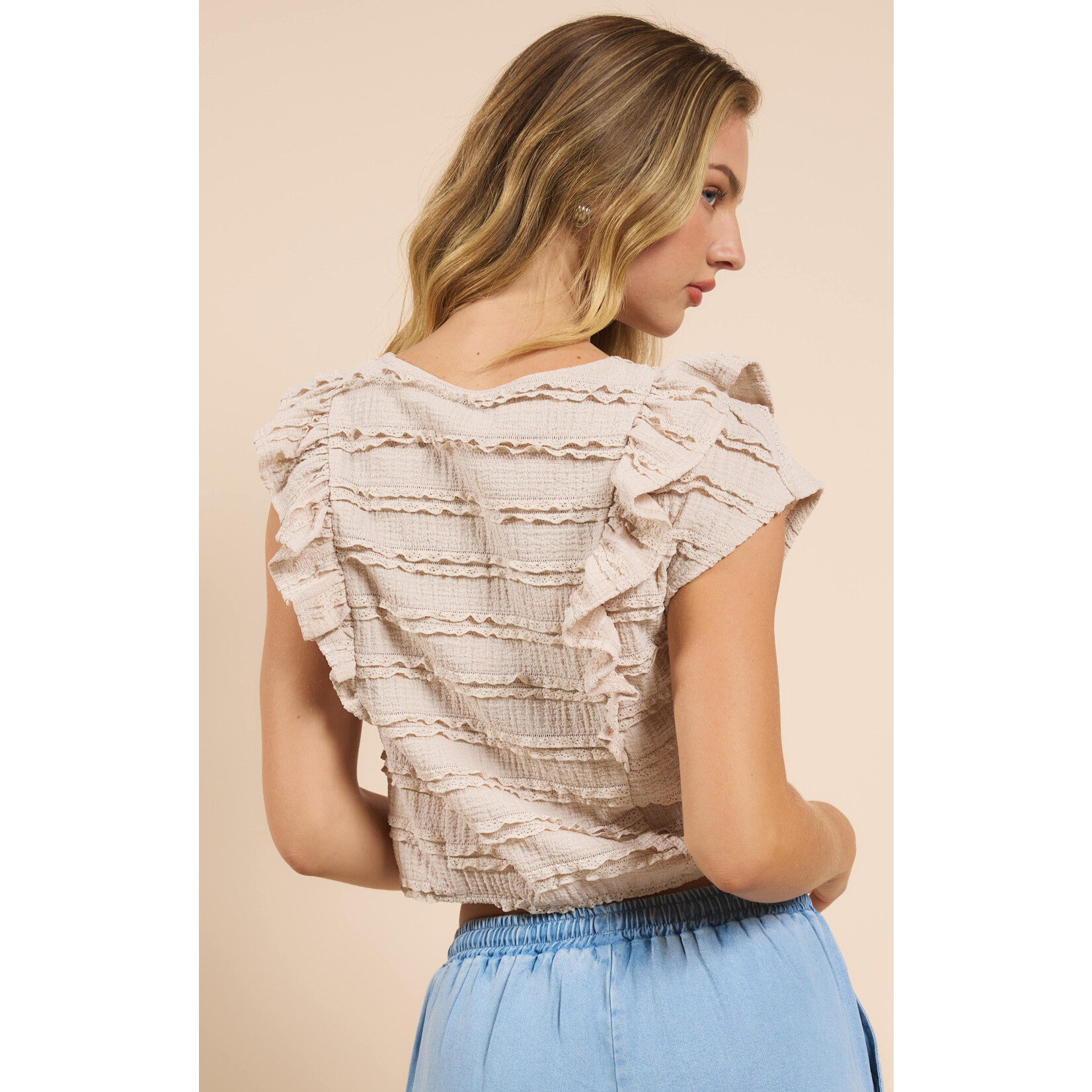 Sadie Sage Wind Calls Ruffle Knit Top