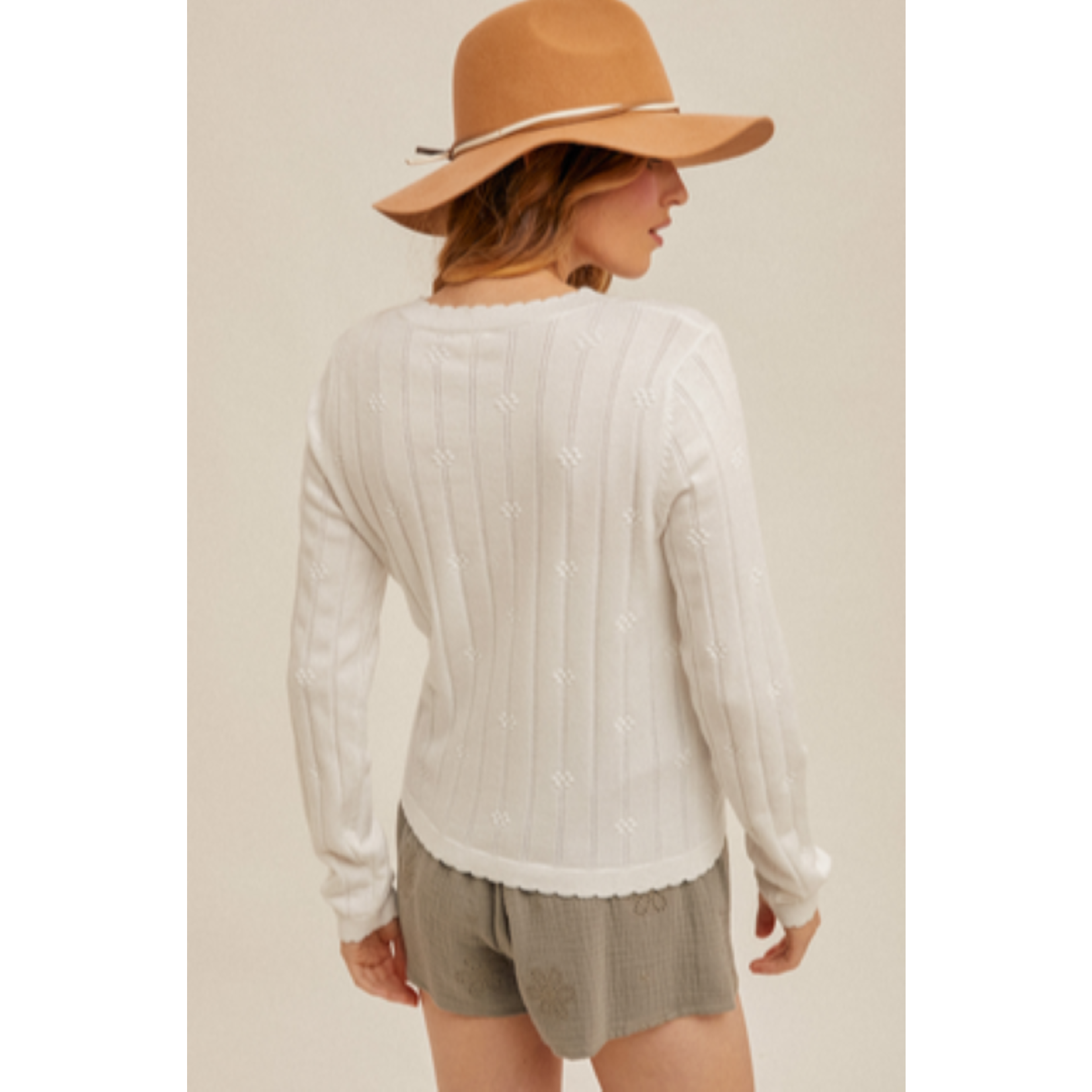 Hem & Thread Floral Detail Scallop Edge Cardi