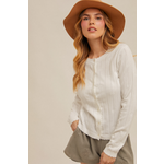 Hem & Thread Floral Detail Scallop Edge Cardi