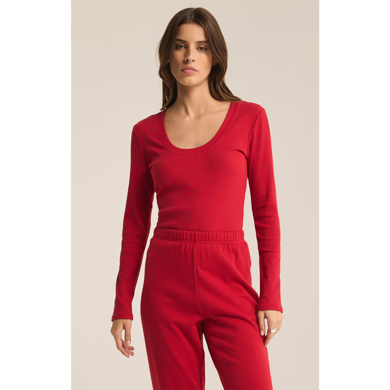 Z Supply ZS Red Sirena LS Top