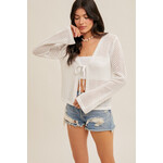 Hem & Thread Tie Front Crochet Cardi