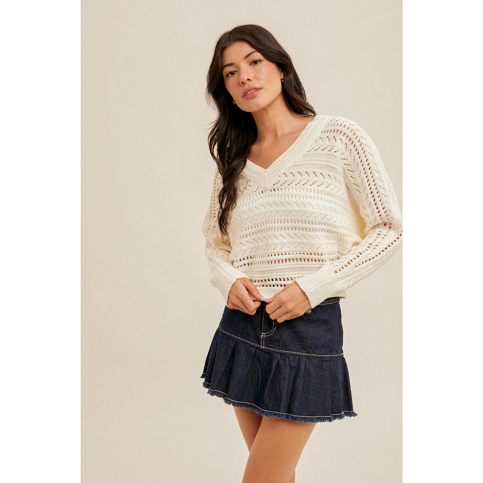 Hem & Thread Open Crochet Sweater