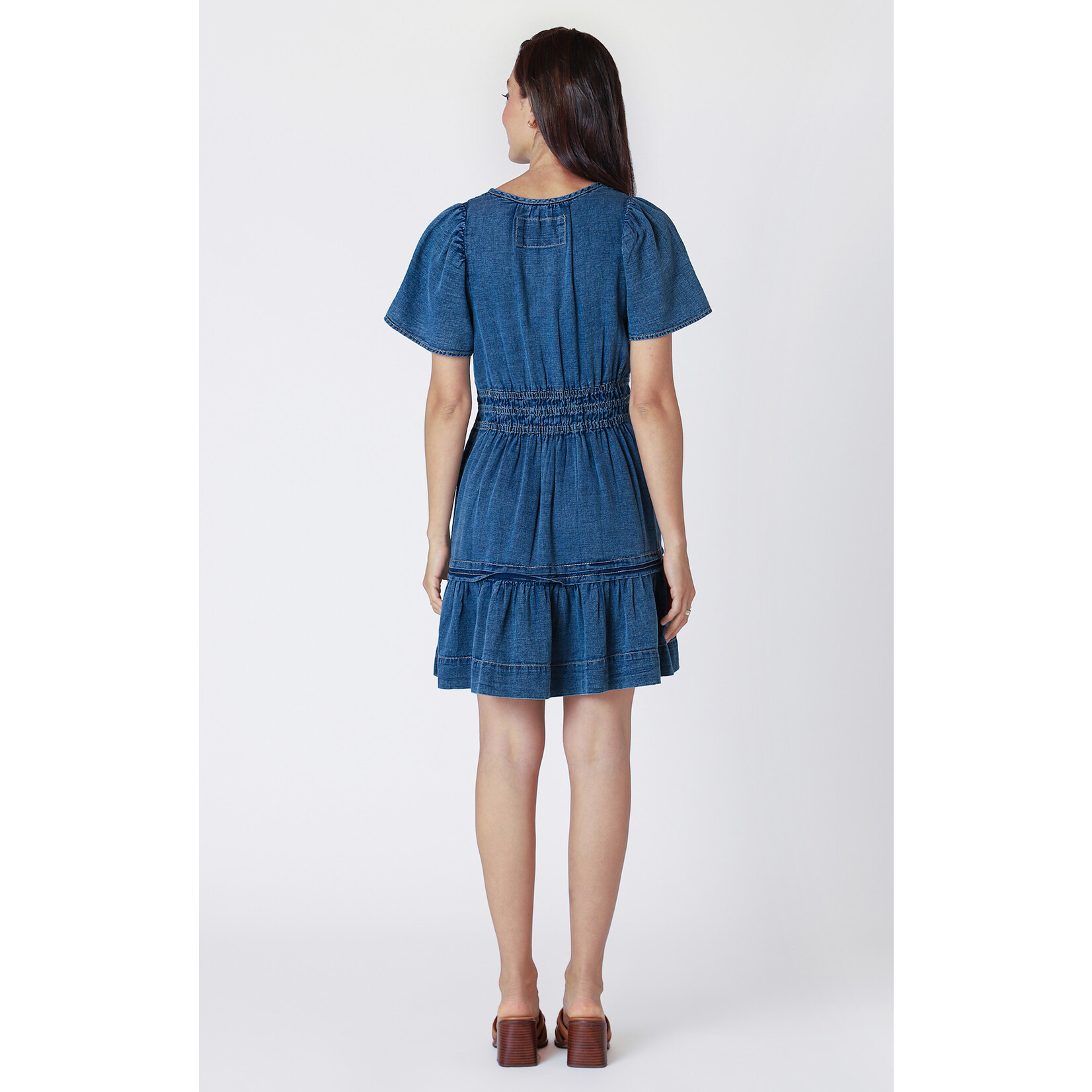 Dex Dex Denim Tiered Mini Dress