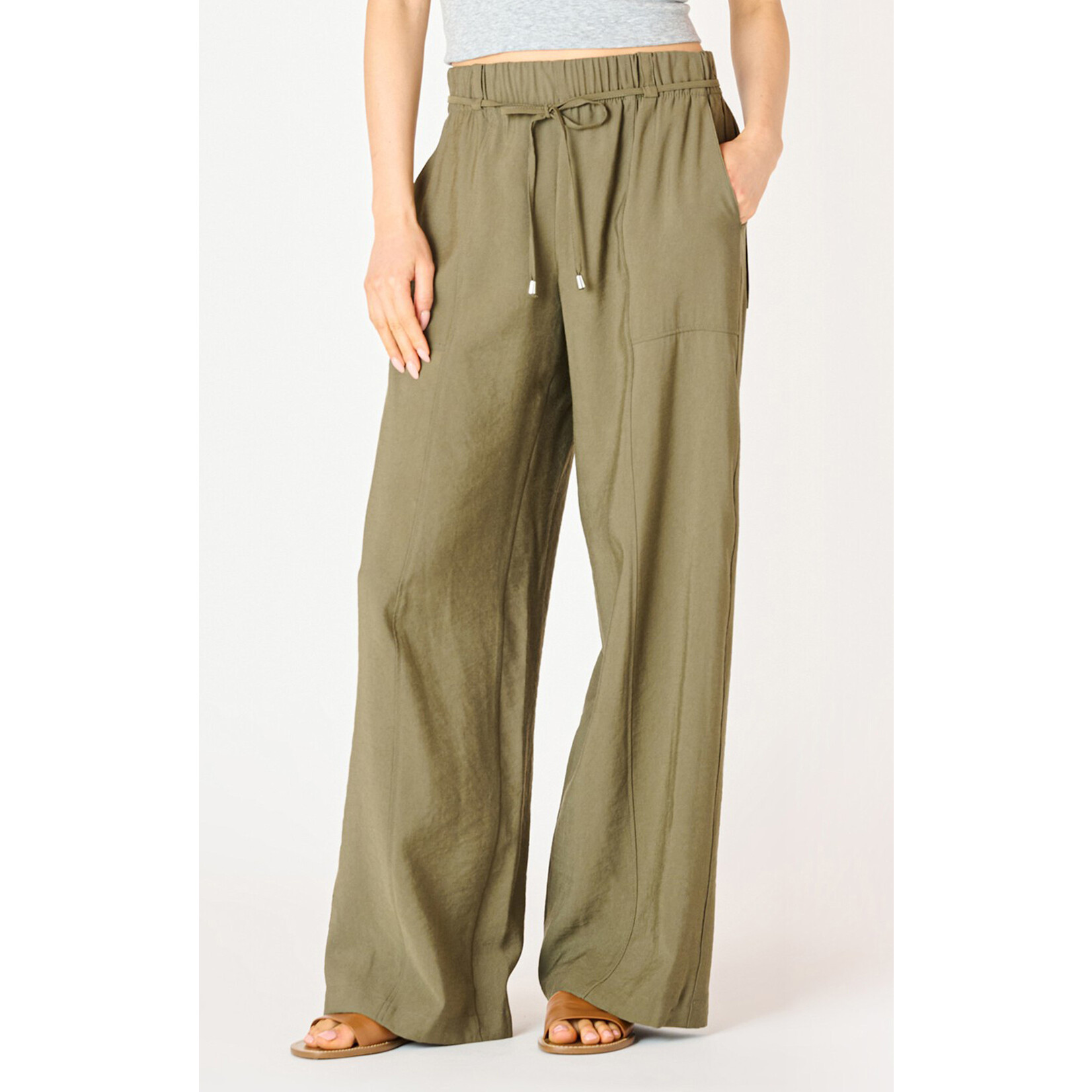 Dex Dex Belted Wide Leg Olive Pant