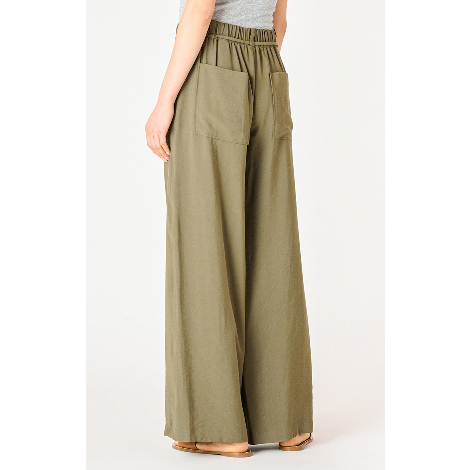 Dex Dex Belted Wide Leg Olive Pant