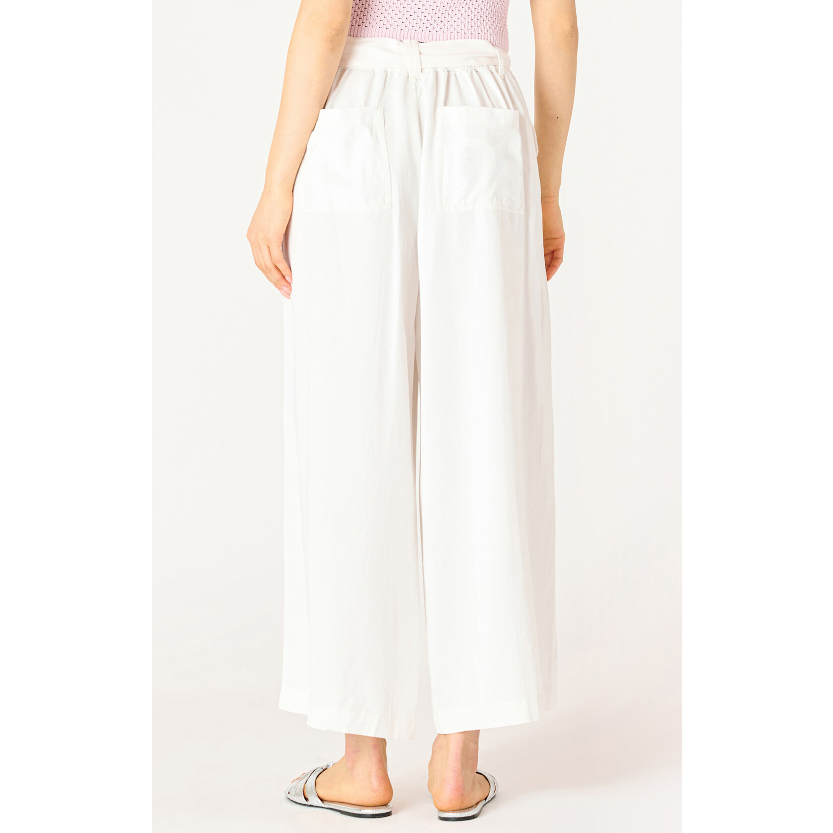 Dex Dex Belted White Wide Leg Trouser