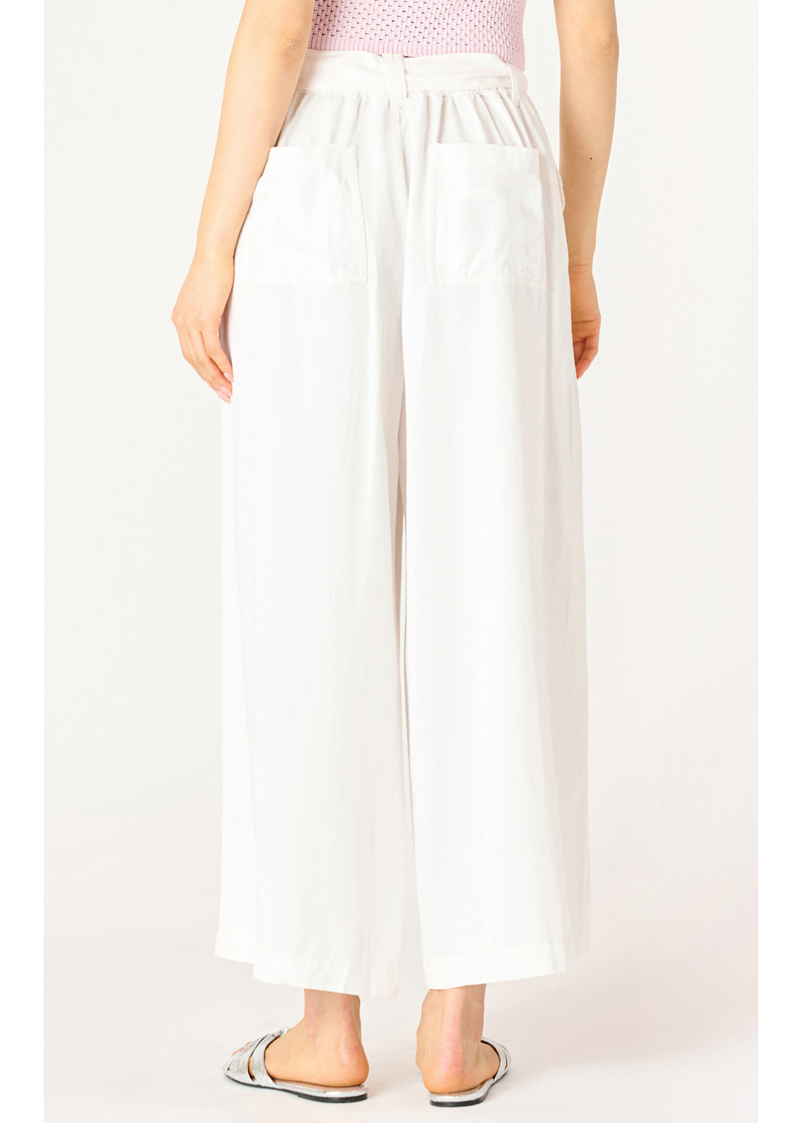 Dex Dex Belted White Wide Leg Trouser