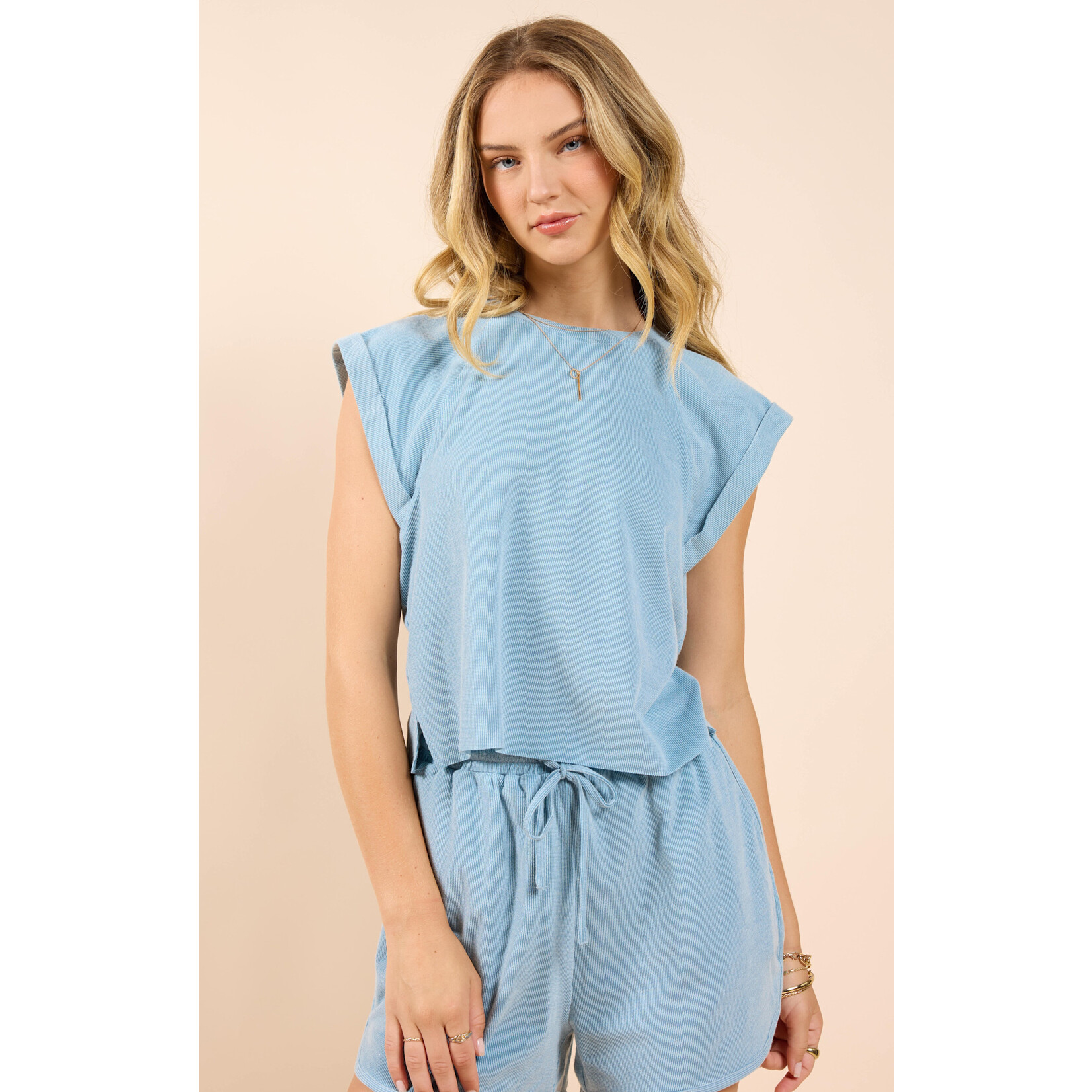 Sadie Sage SS Sightseeing Cuff Slv Top