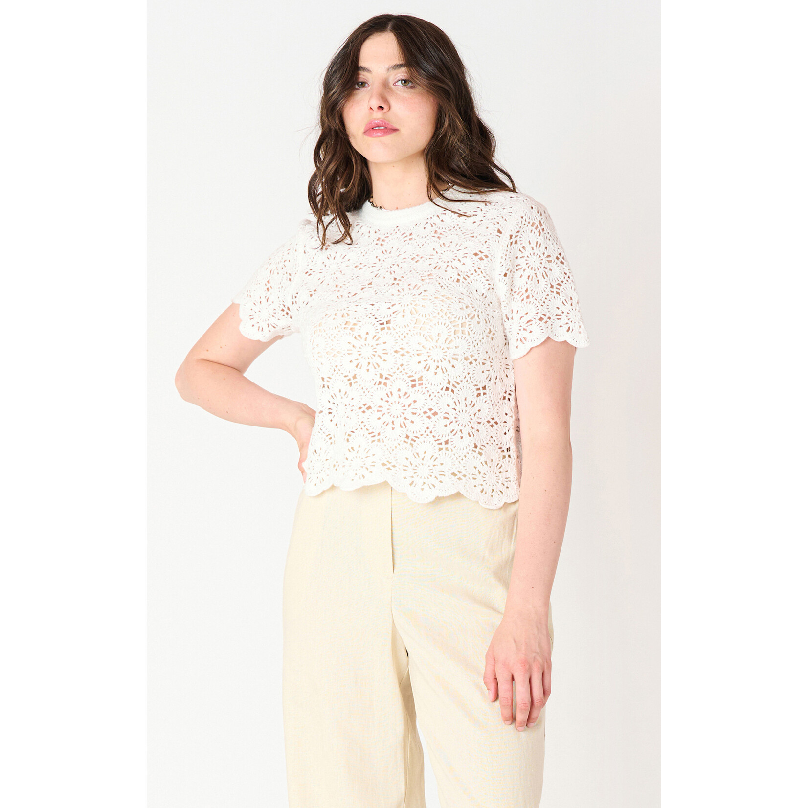 Dex Dex Cream Crochet Top