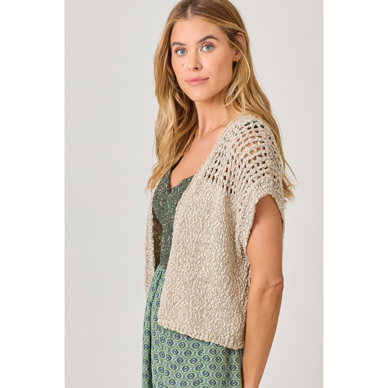 Mystree Mst Open Knit Cardi
