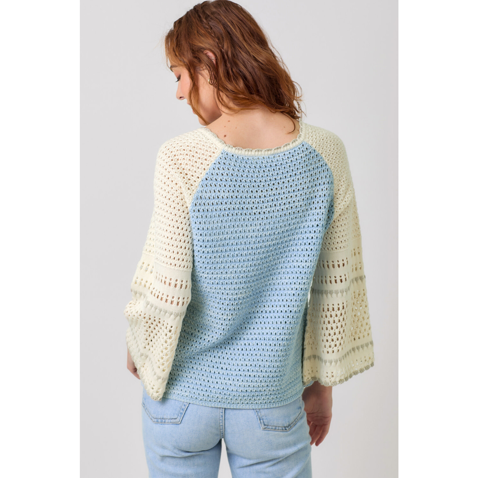 Mystree Mst Raglan Crochet Sweater
