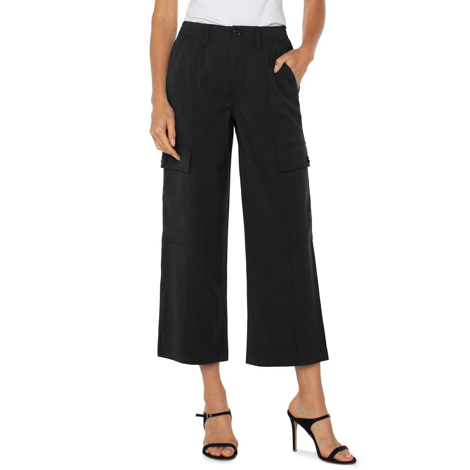 Liverpool L Black Cargo Crop Pant