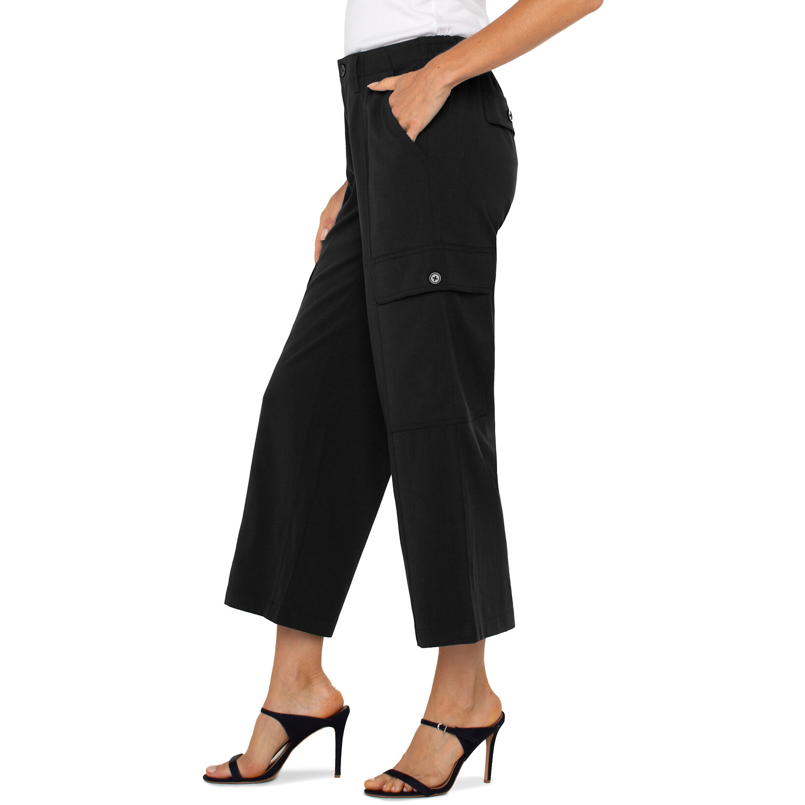 Liverpool L Black Cargo Crop Pant