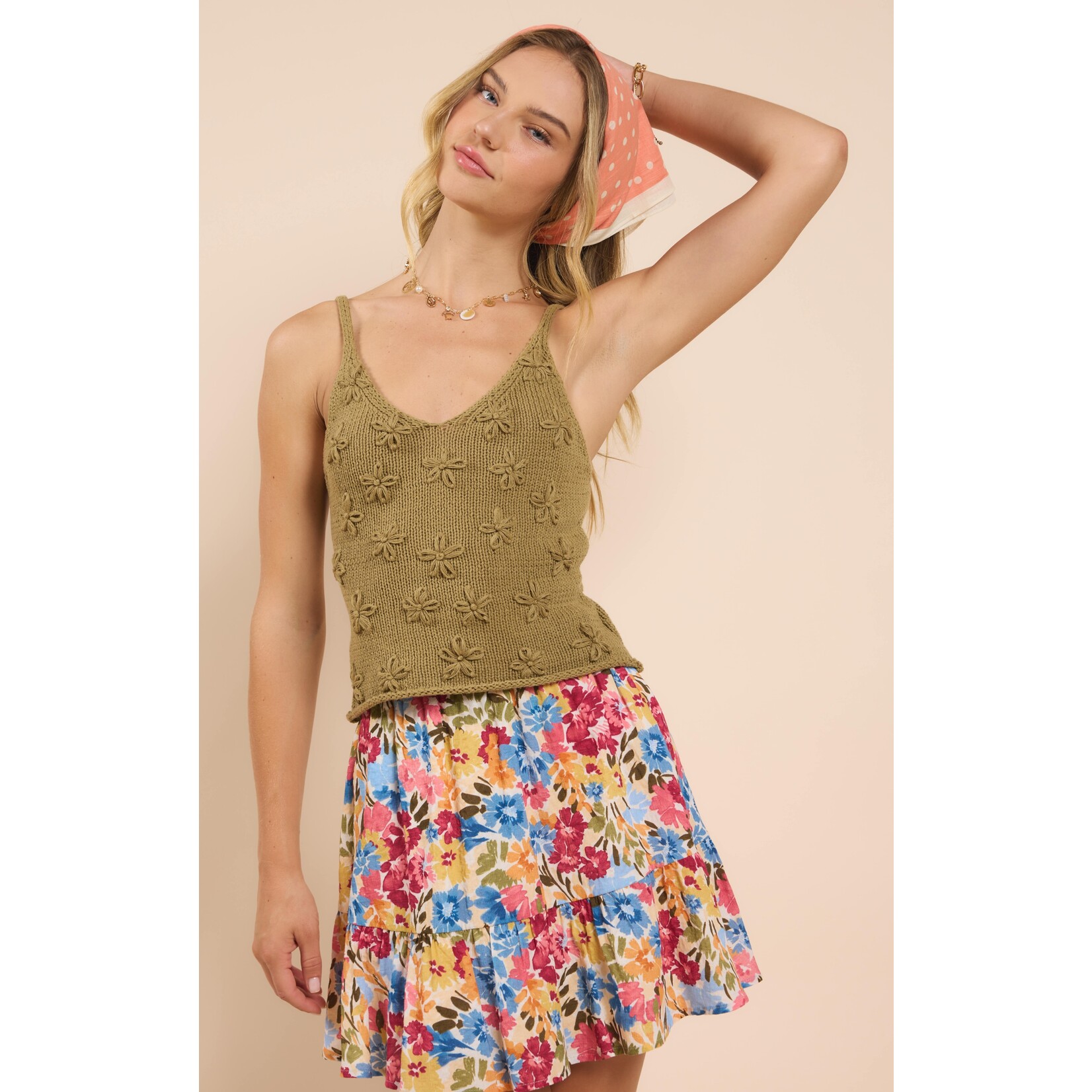 Sadie Sage Dixie Flower Embroidered Tank