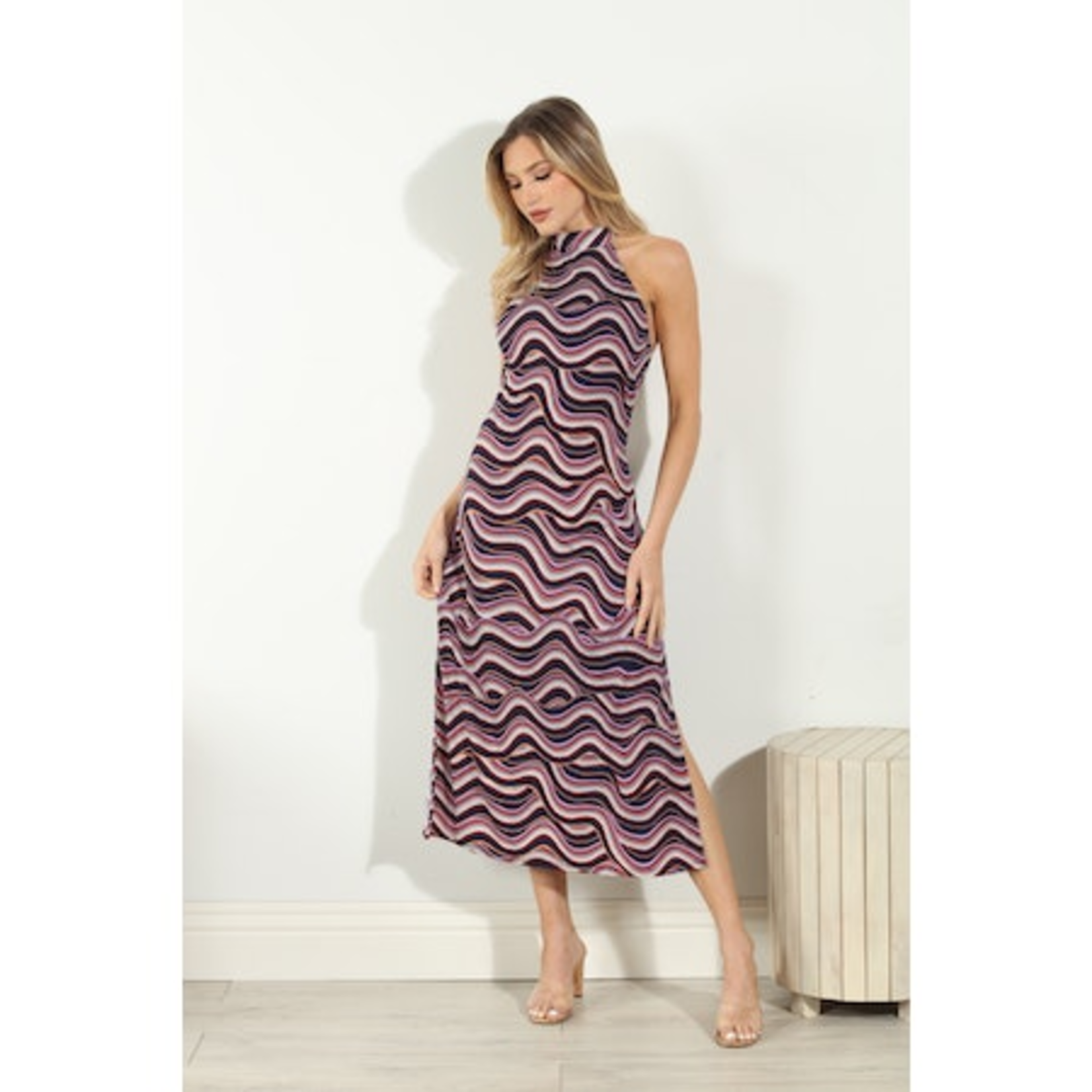 Veronica M VM Halter Midi Dress