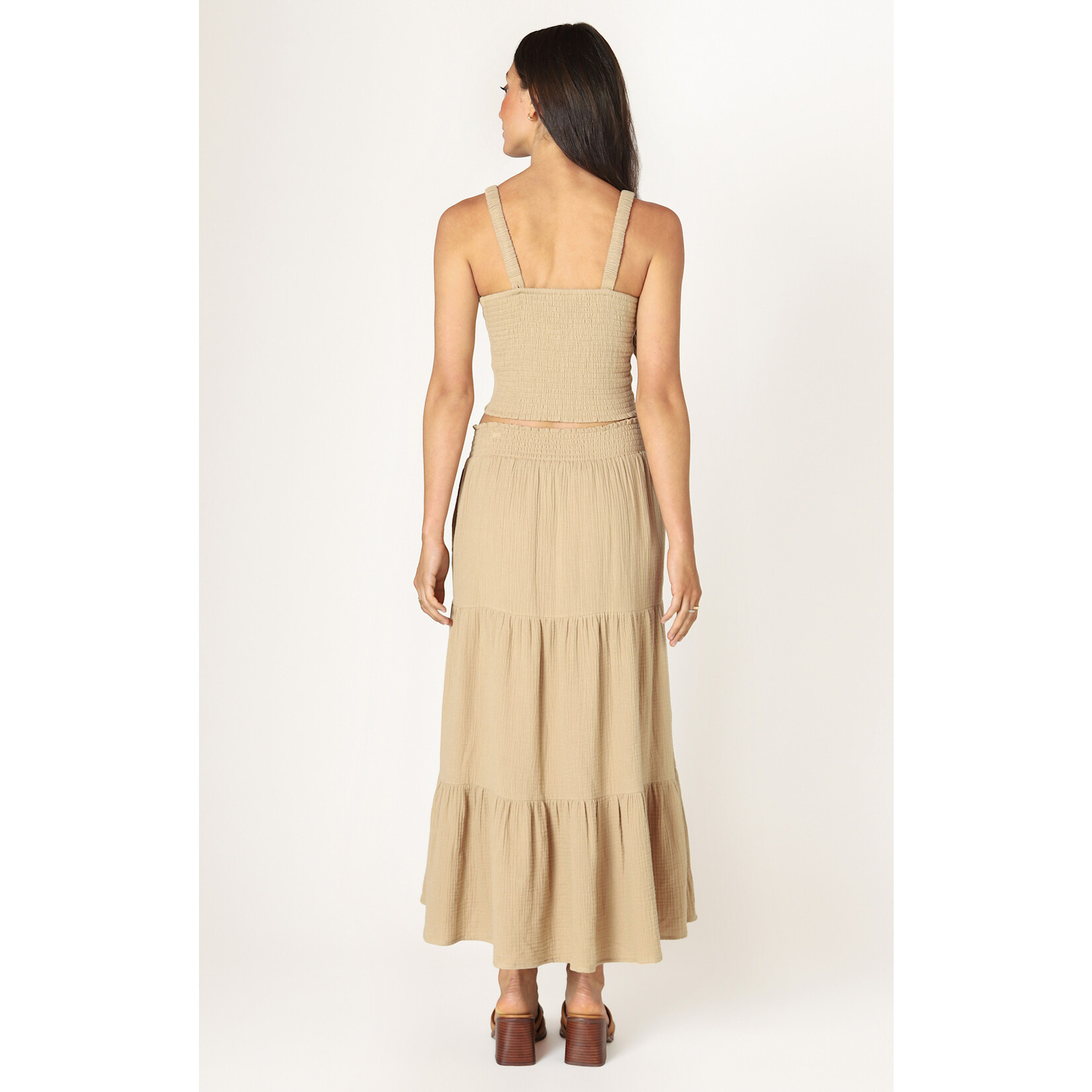 Dex Textured Pull on Midi Skirt