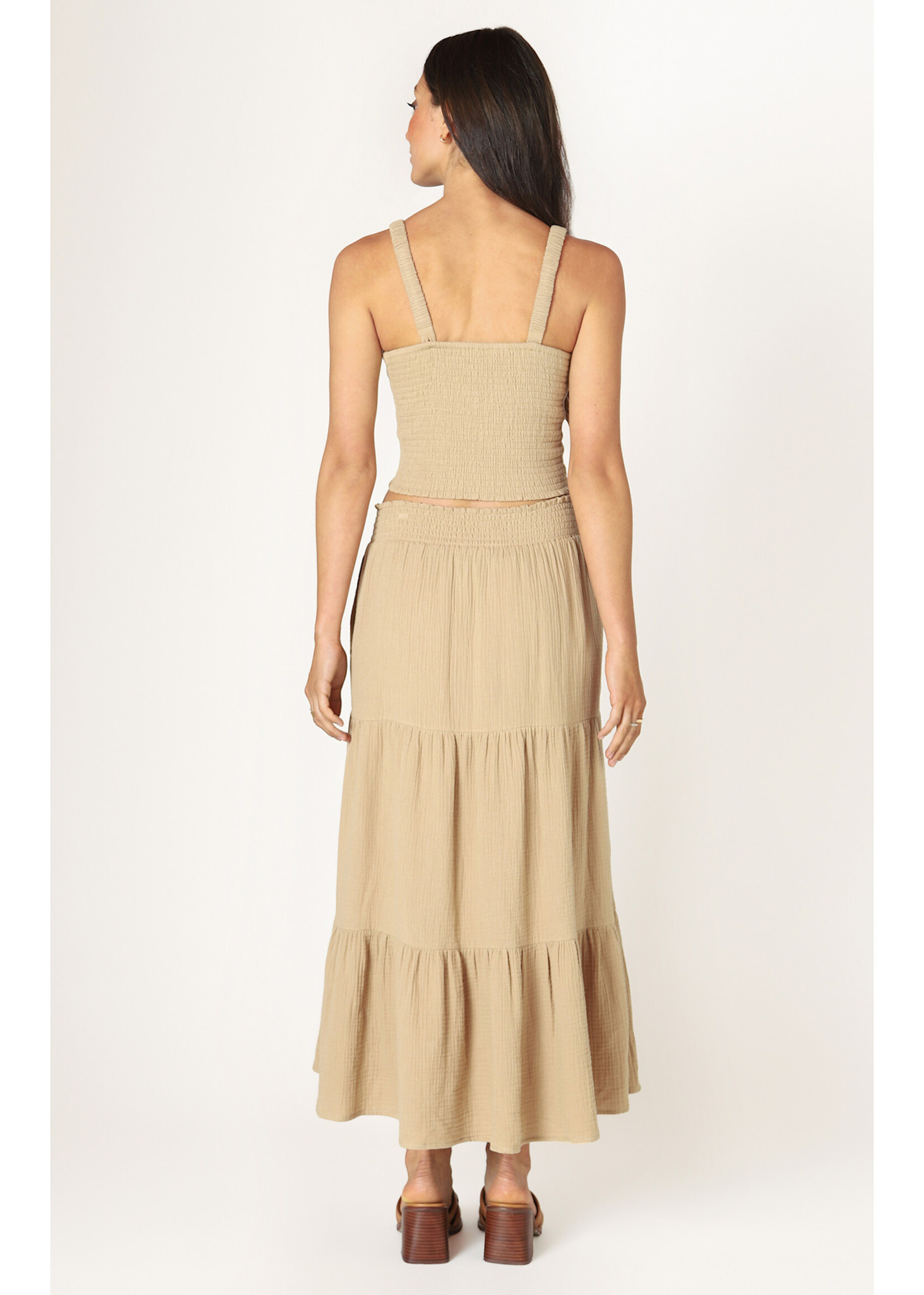 Dex Textured Pull on Midi Skirt